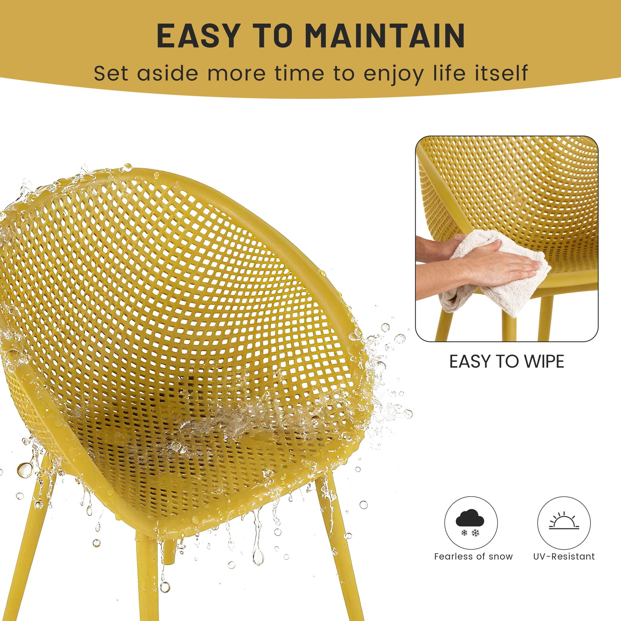 2 Piece Durable Single Chair With Mesh Hollow Out Design