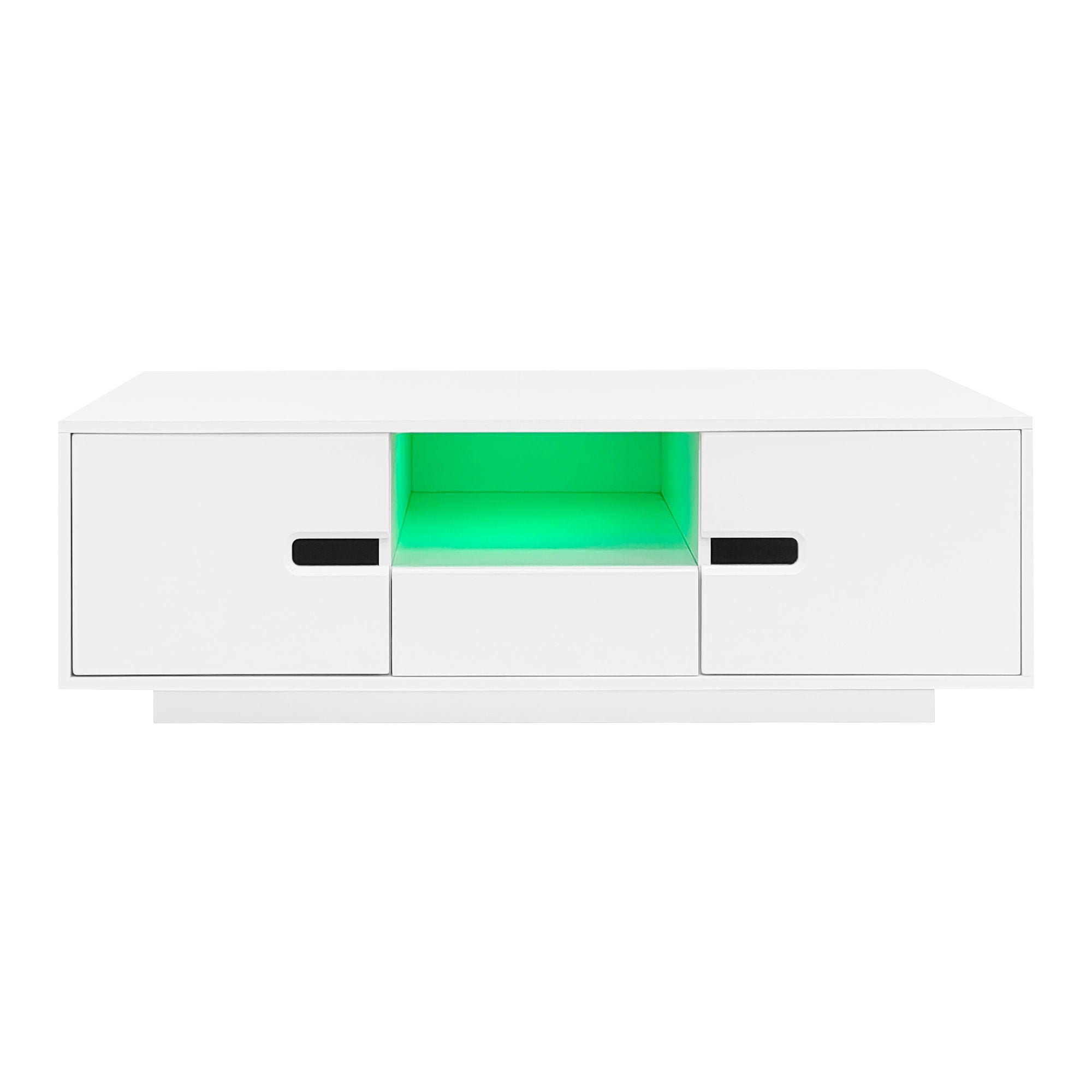Modern High Glossy Rectangle Coffee Table With 16 Color LED Lights For Living Room