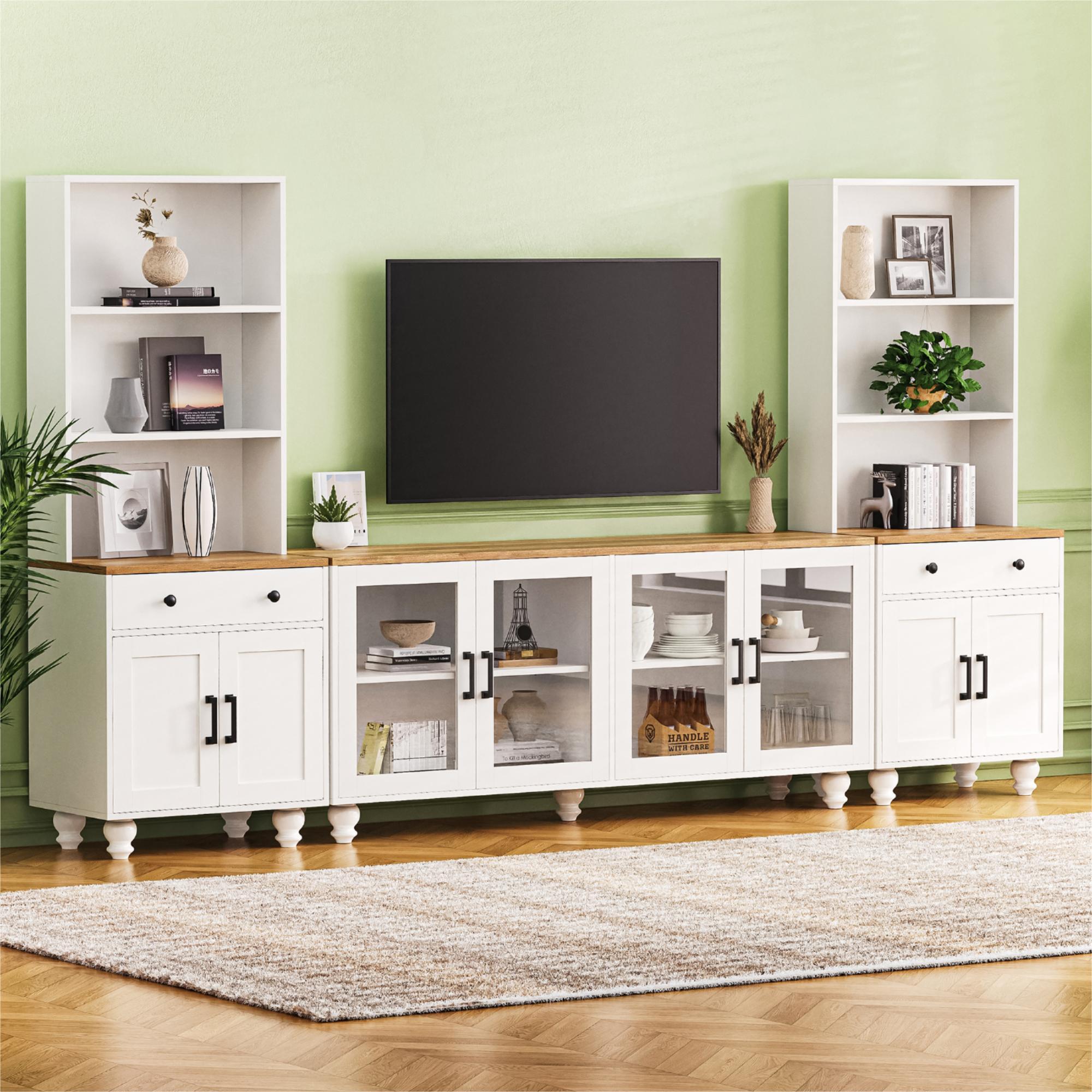 Farmhouse TV Stand With Solid Wood Gourd Shaped Legs For TVs Up To 70" - Best Buy Furniture