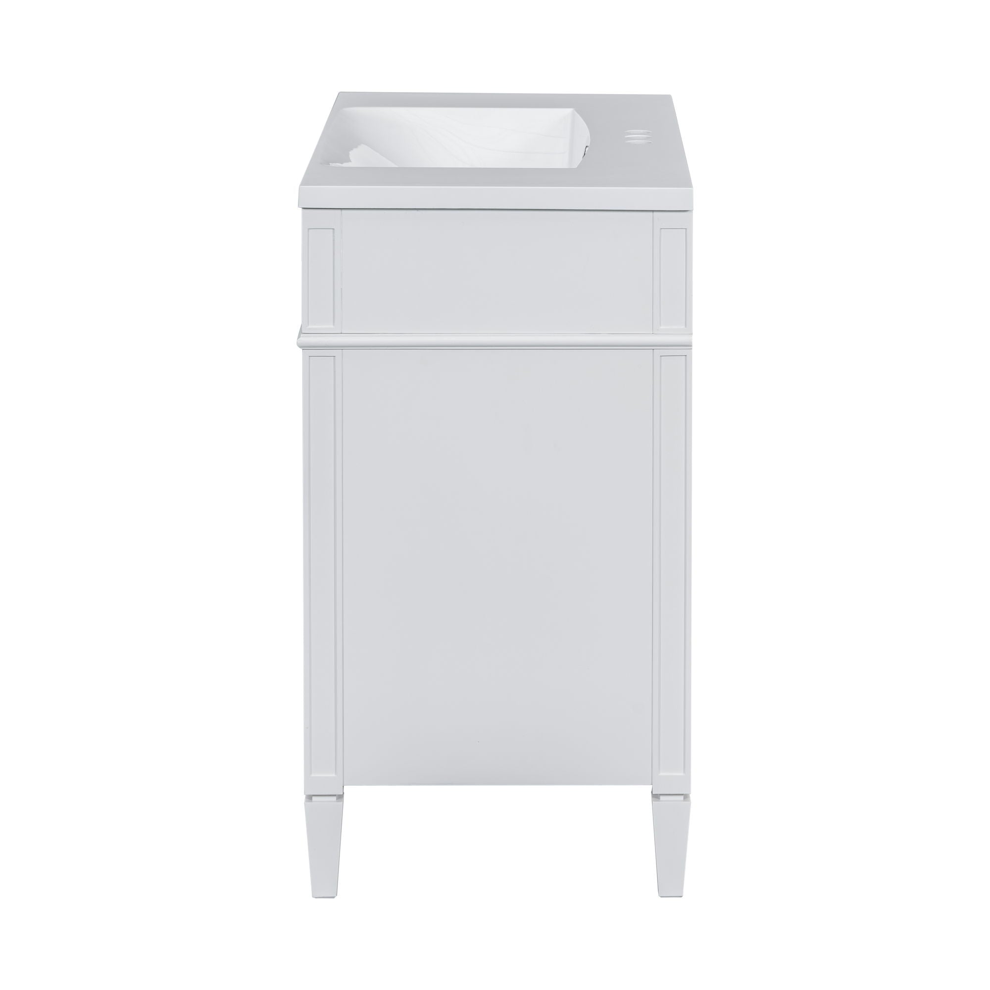 Bathroom Vanity With Top Sink, 2 Drawers And Tip Out Drawer, Rectangular Design