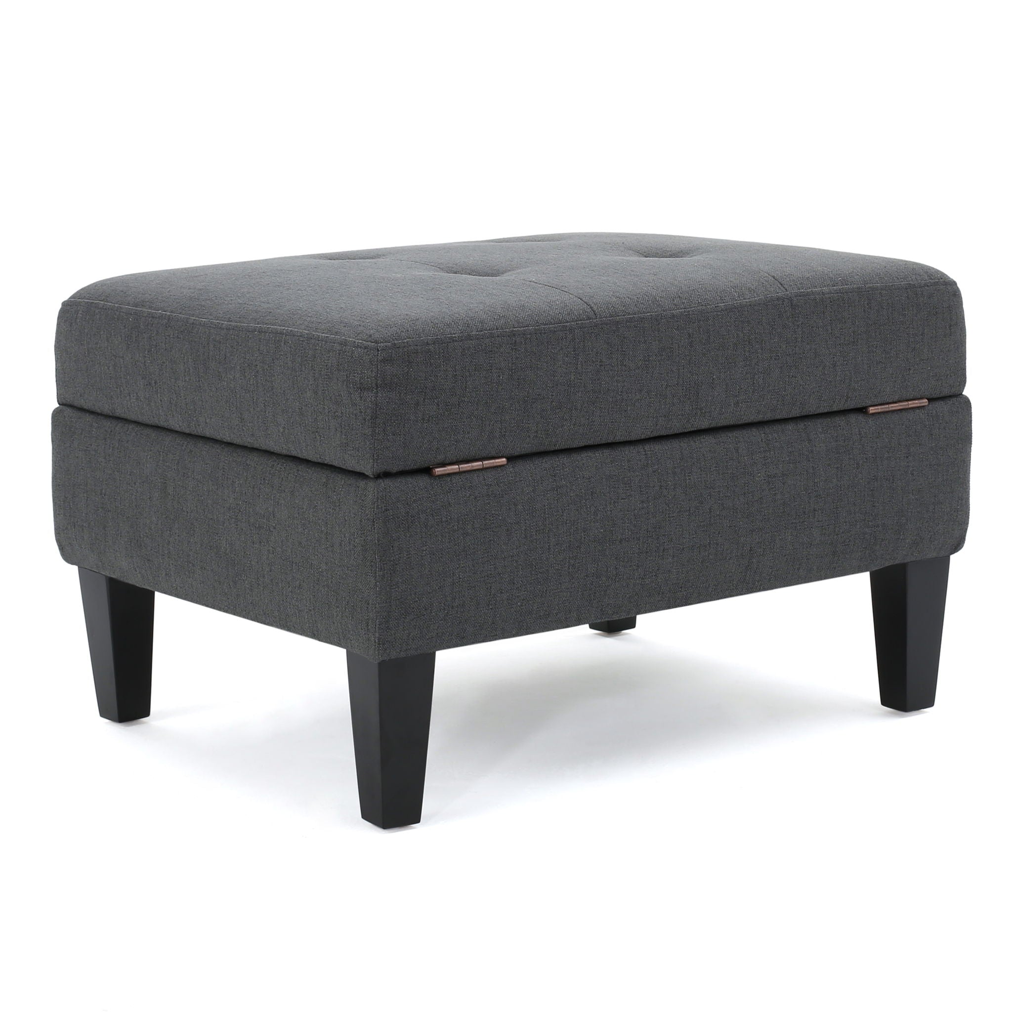Ottoman With Birch Wood Legs And Cushioned Top For Comfort