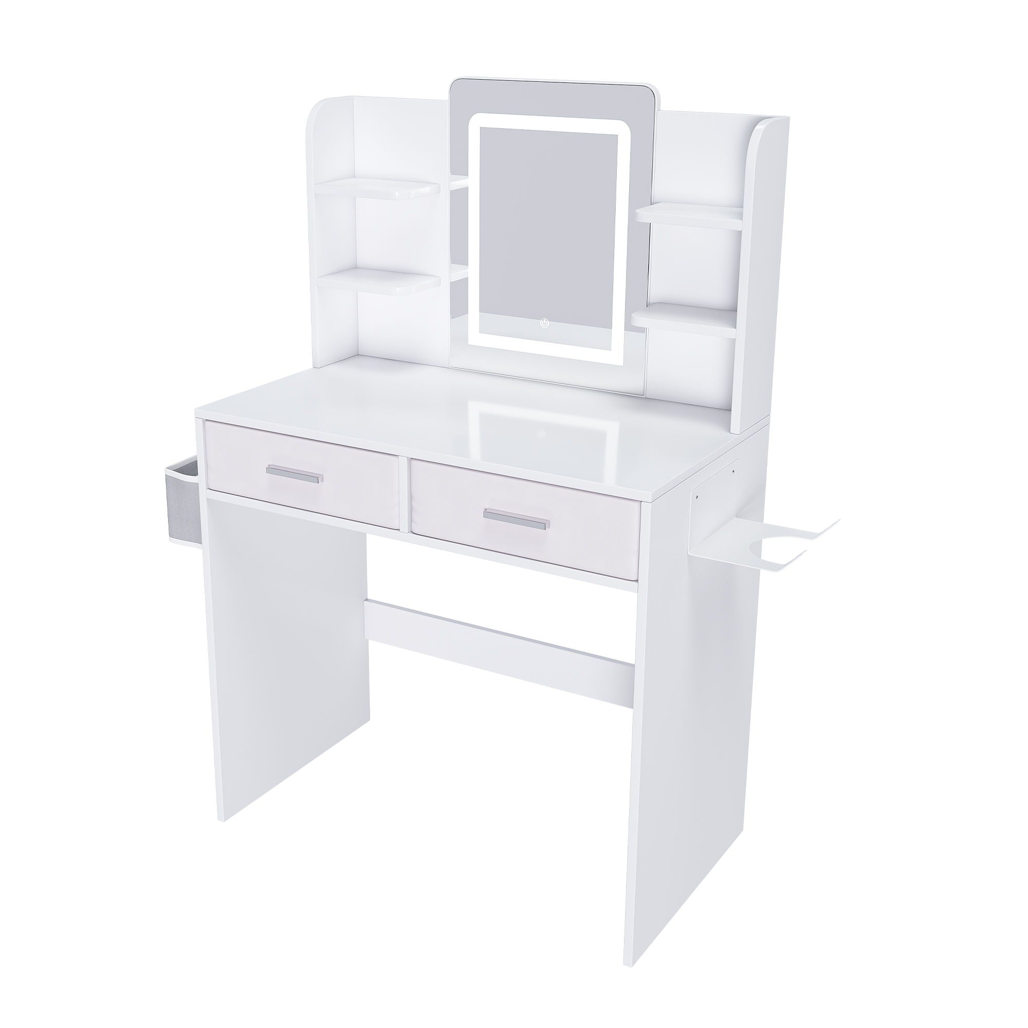 Elegant LED Mirror Vanity Dressing Table With Adjustable Lights, Drawers & Storage - White