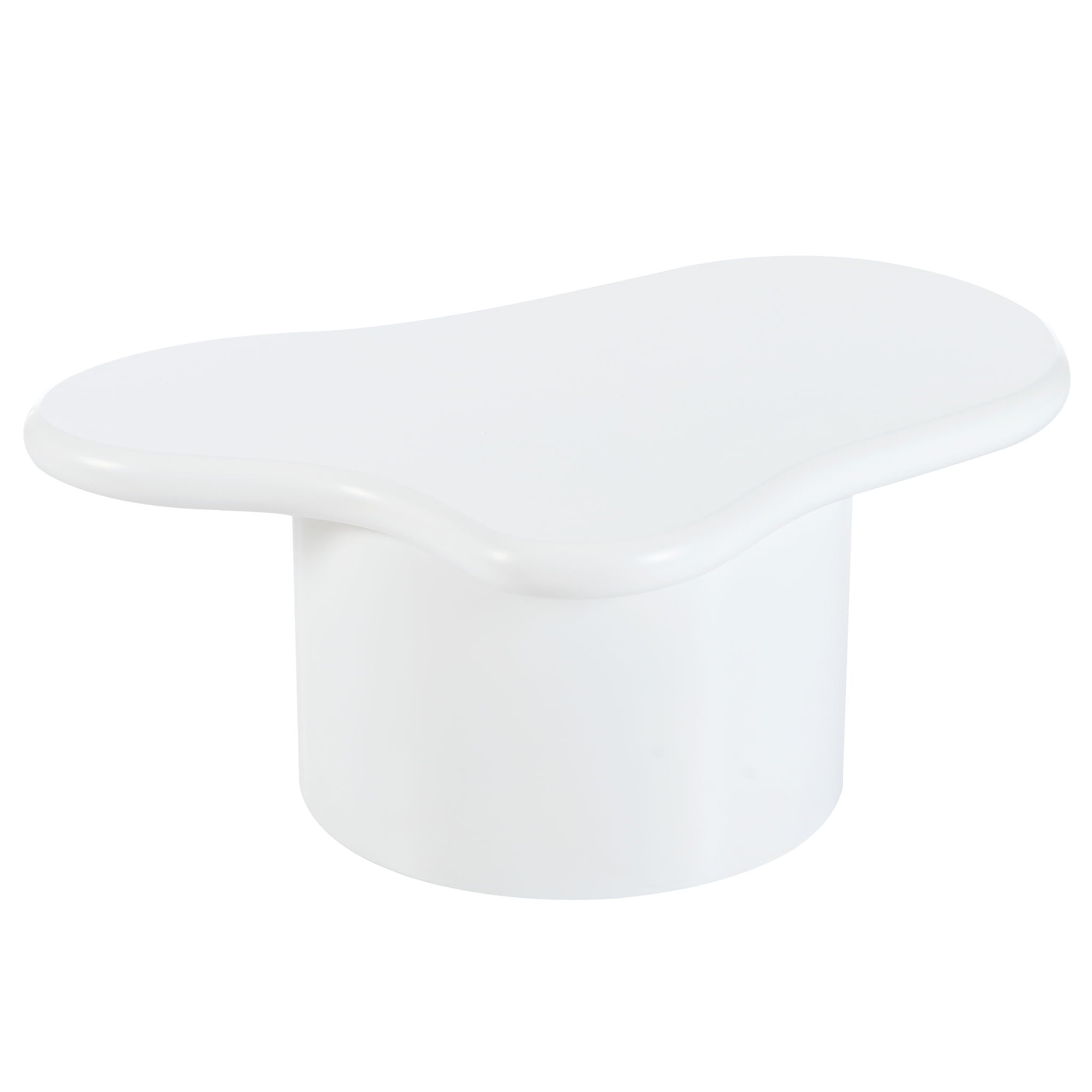 Cloud - Coffee Table (Set of 3), Irregular Shape Coffee Table With 2 Drawers, 2 Small Stools For Living Room - White