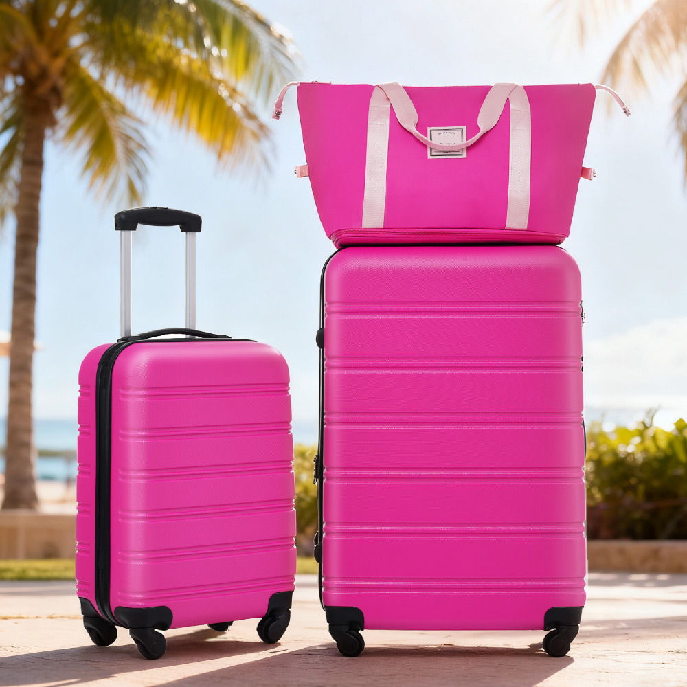 Hardshell Luggage Sets 2 Pieces + Bag Spinner Suitcase With Tsa Lock Lightweight 20" / 28" - Pink - Best Buy Furniture