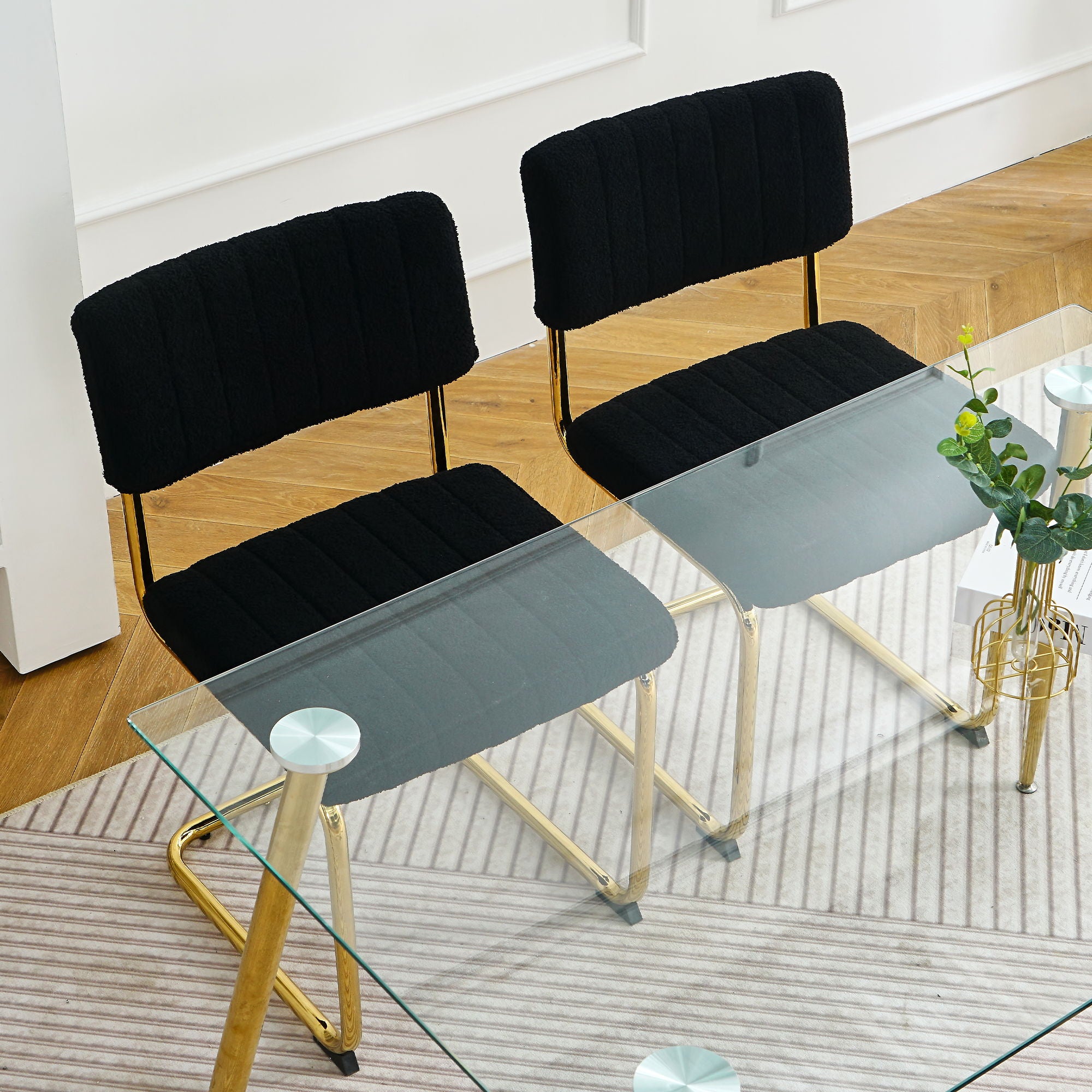 Modern Light Luxury Dining Chair With Metal Legs And Bow Design