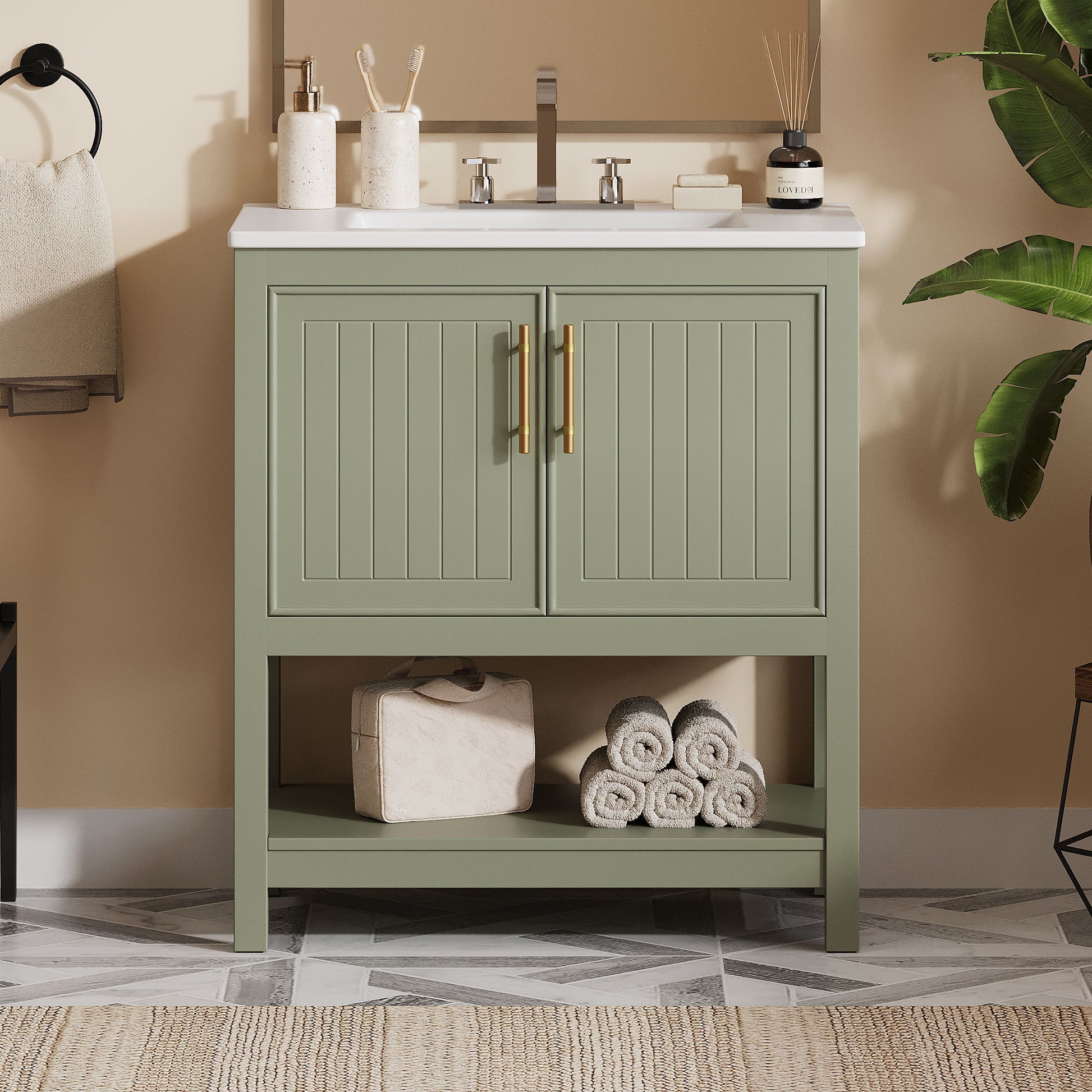 Elegant Bathroom Vanity With Ceramic Sink And Versatile Storage - Best Buy Furniture