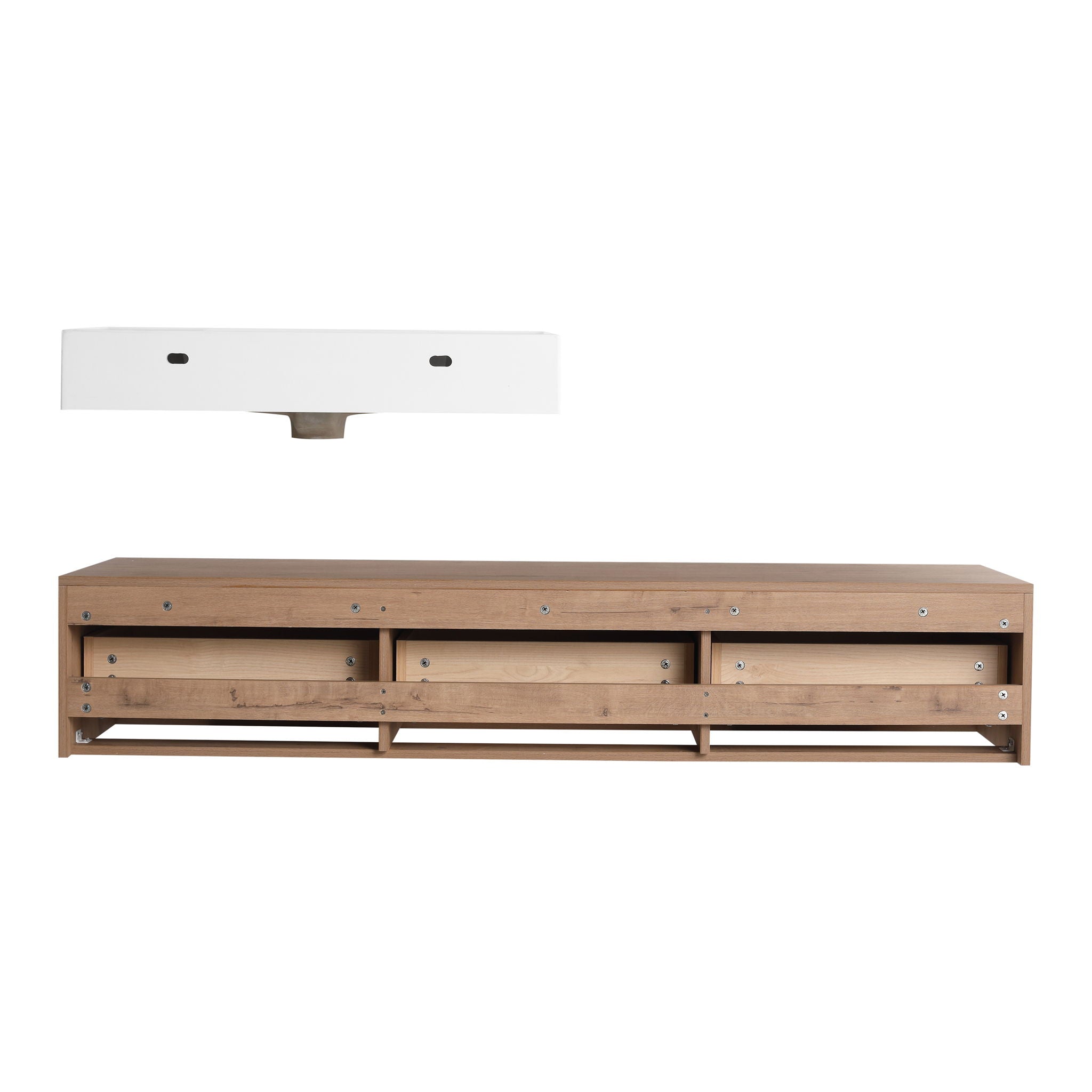 Modern Wall Mounted Bathroom Vanity With Resin Sink And Soft Close Drawer