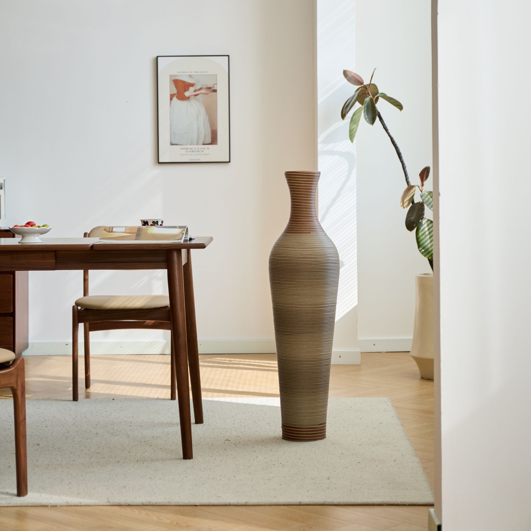 Tall Vase - Brown Decorative Floor Vase, Classic Neat Floor Vase Tall Freestanding Flower Holder, Artificial Rattan Vase, Floor Vase, Flower Holder For Home Decor - Gray - Best Buy Furniture