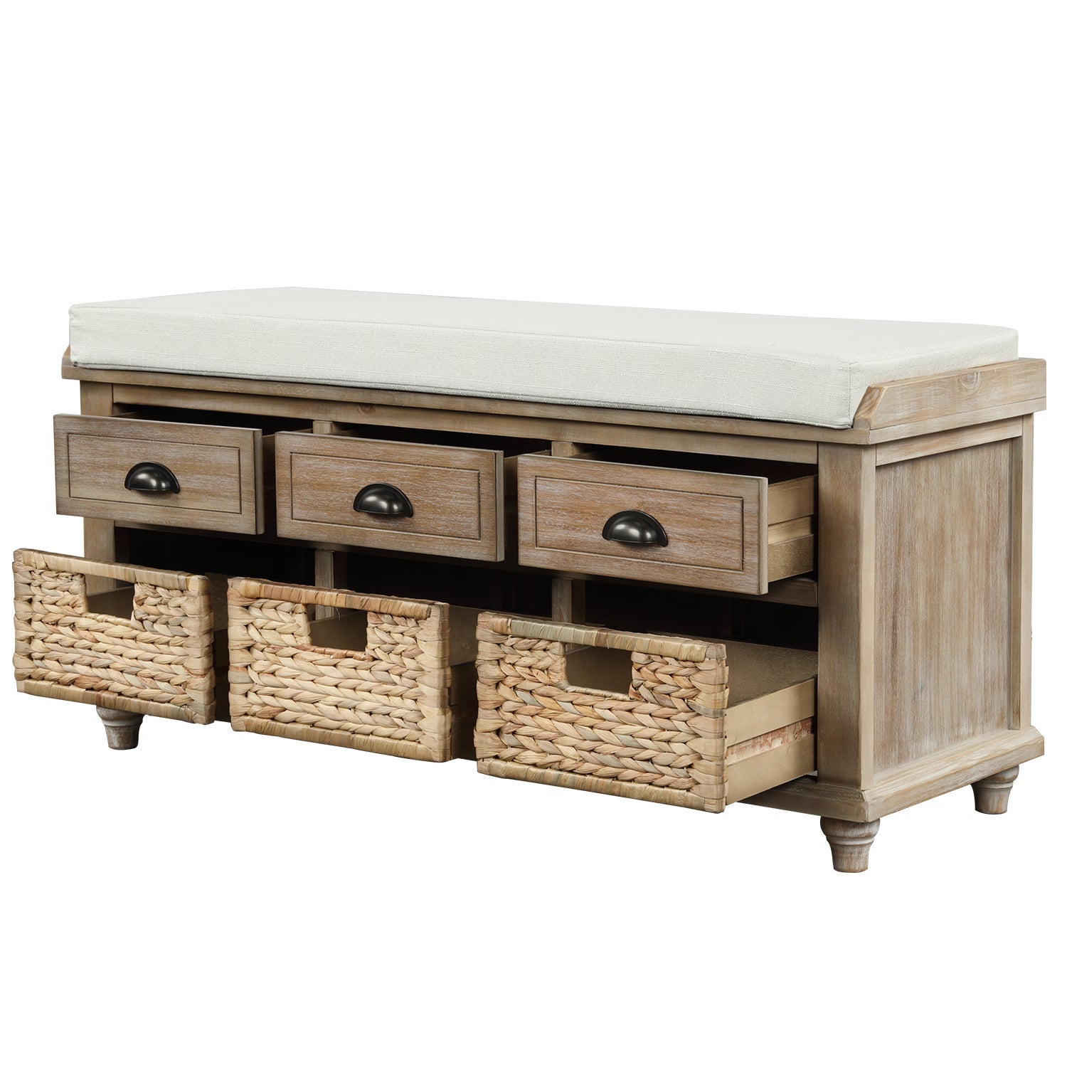 Rustic Storage Bench with 3 Drawers - Best Buy Furniture
