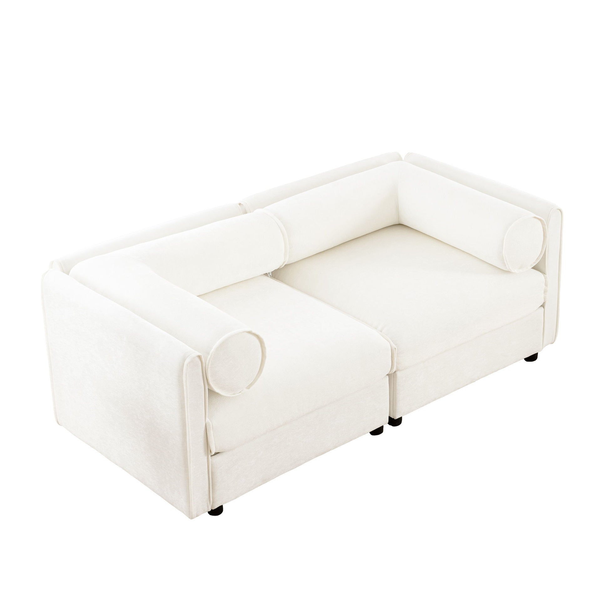 Stylish Chenille Sofa With Storage Seat And Cylindrical Backrest - Best Buy Furniture