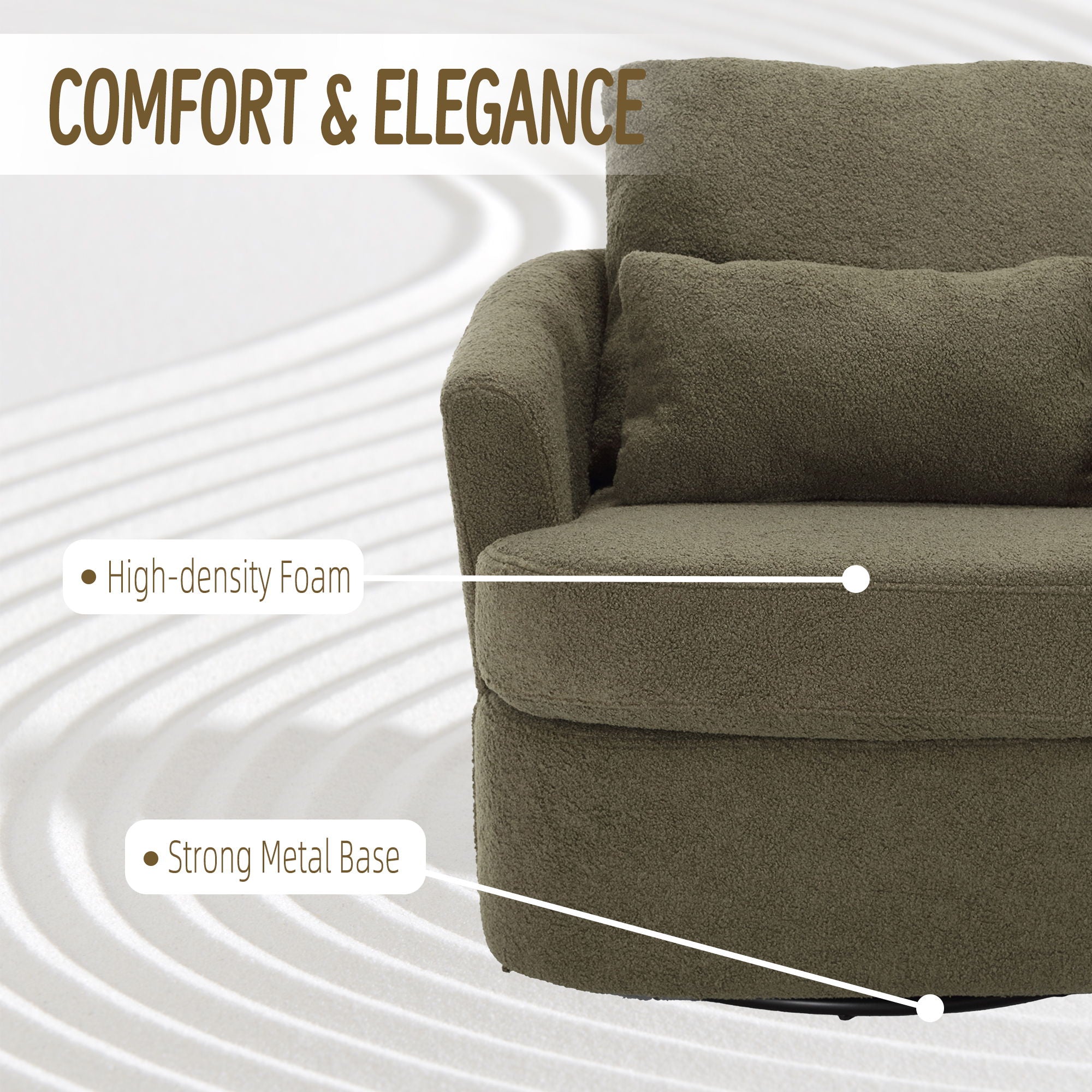 Modern Barrel Comfy Round Accent Sofa Chair, 360 Degree Swivel