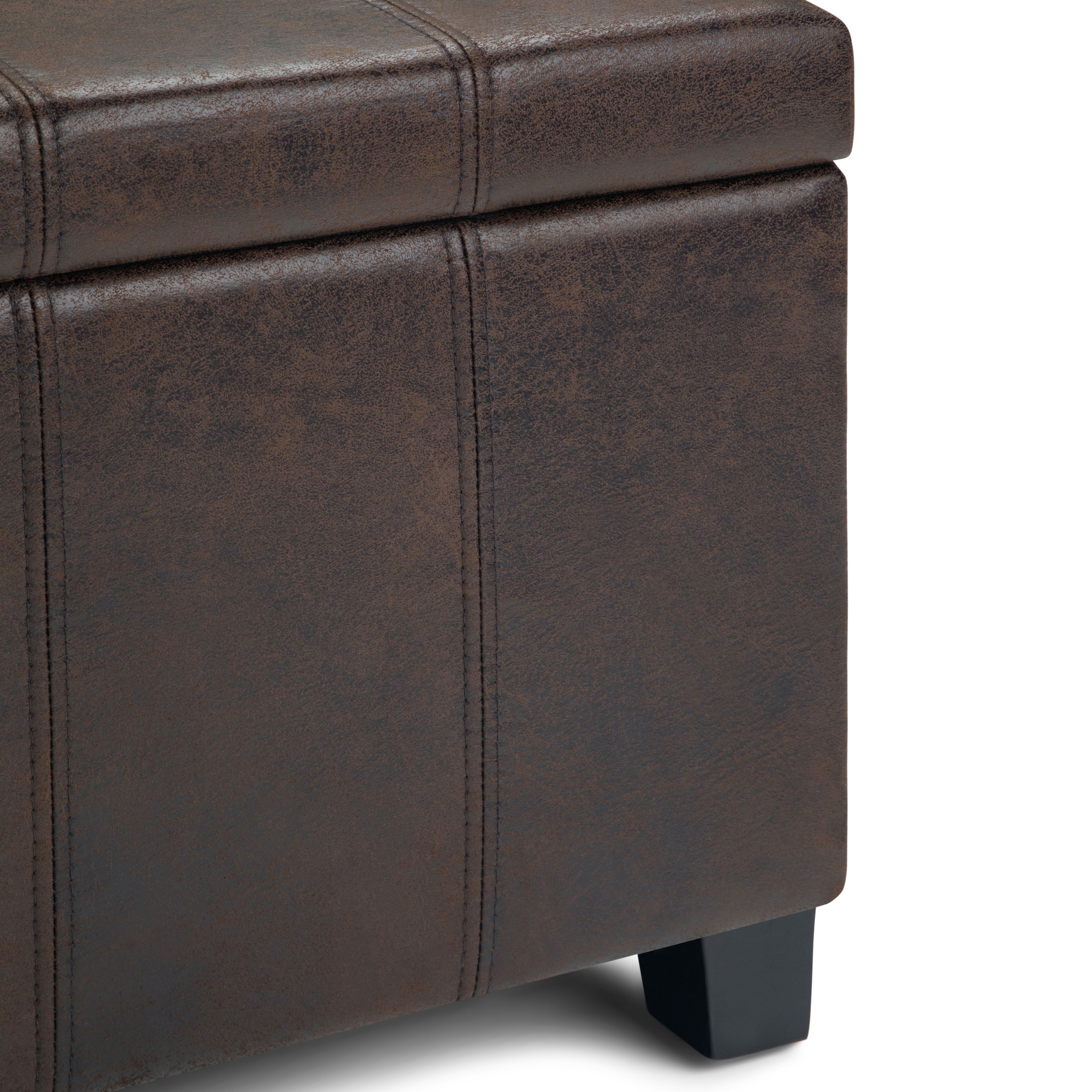 Dover - Storage Ottoman Bench - Distressed Brown - Best Buy Furniture