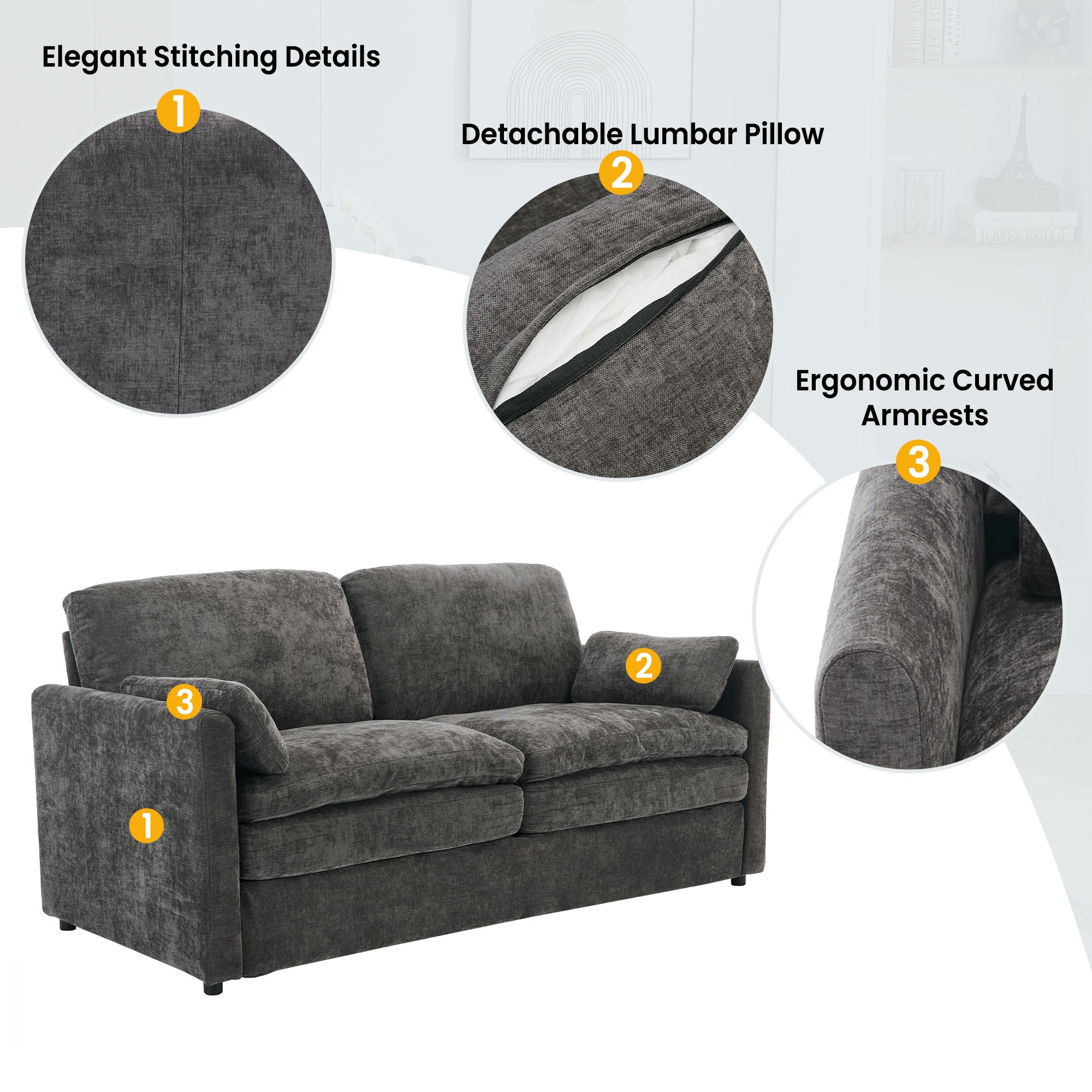 Cozy Upholstered Plush Cushion Loveseat Sofa For Living Room - Best Buy Furniture