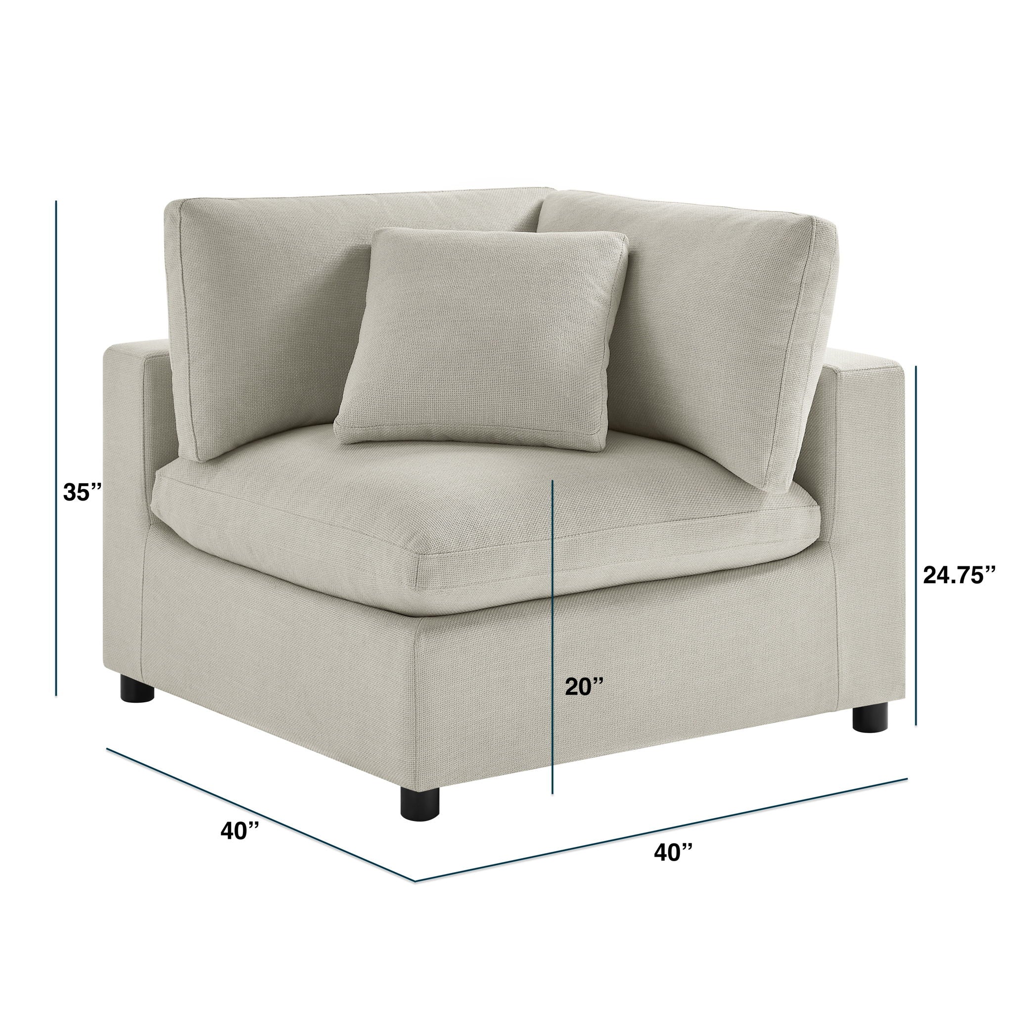 Cassandra - Corner Wedge Chair - Beige