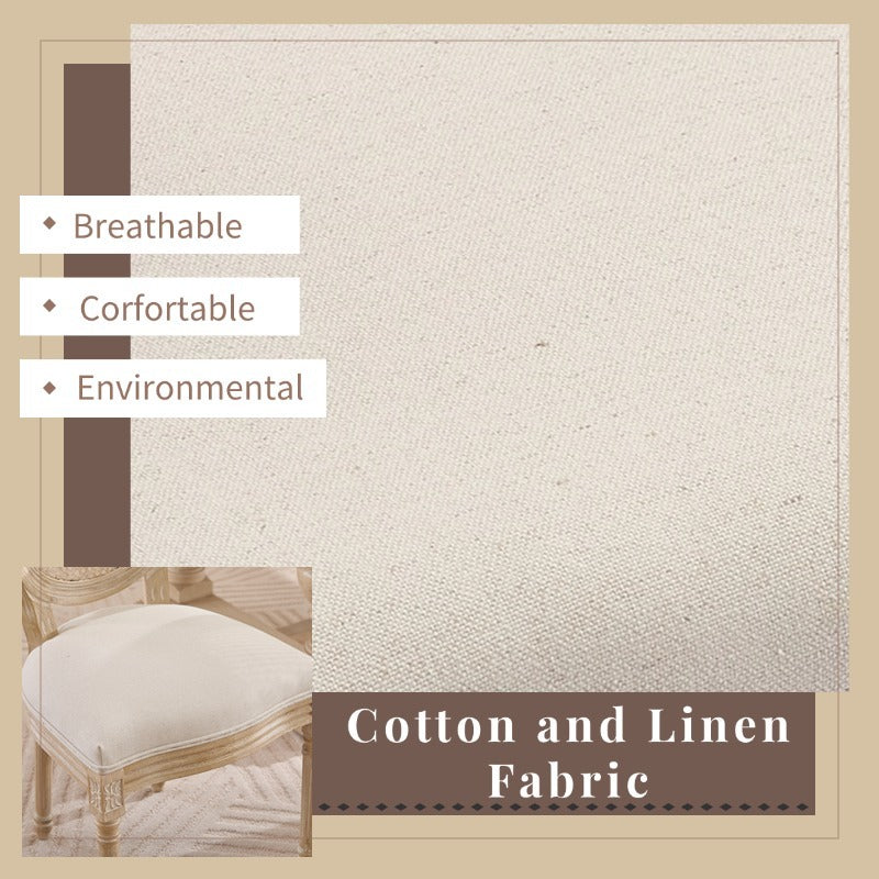 French Country Dining Chairs Set of 2 Upholstered with Rattan Back