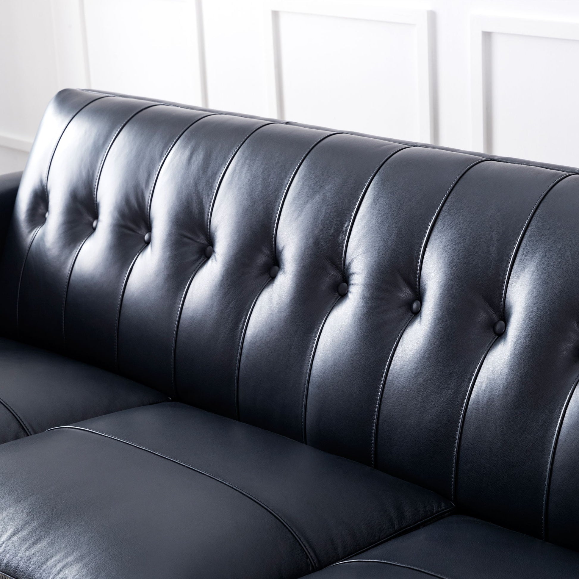 Mid-Century Tufted Leather Sofa - Best Buy Furniture