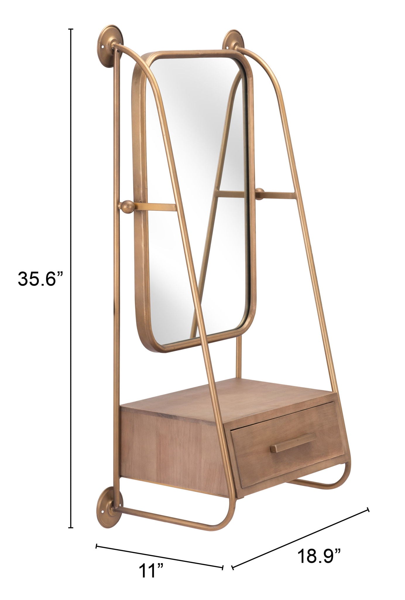 Peralta - Mirror Shelf - Gold