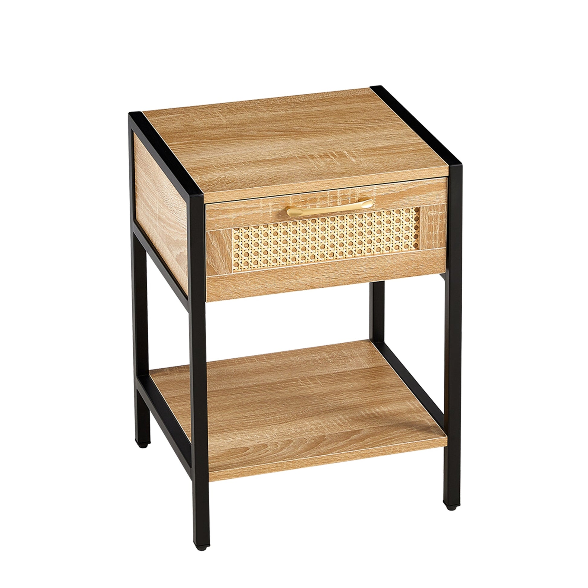 Modern Rattan End Table with Drawer and Metal Legs - Best Buy Furniture
