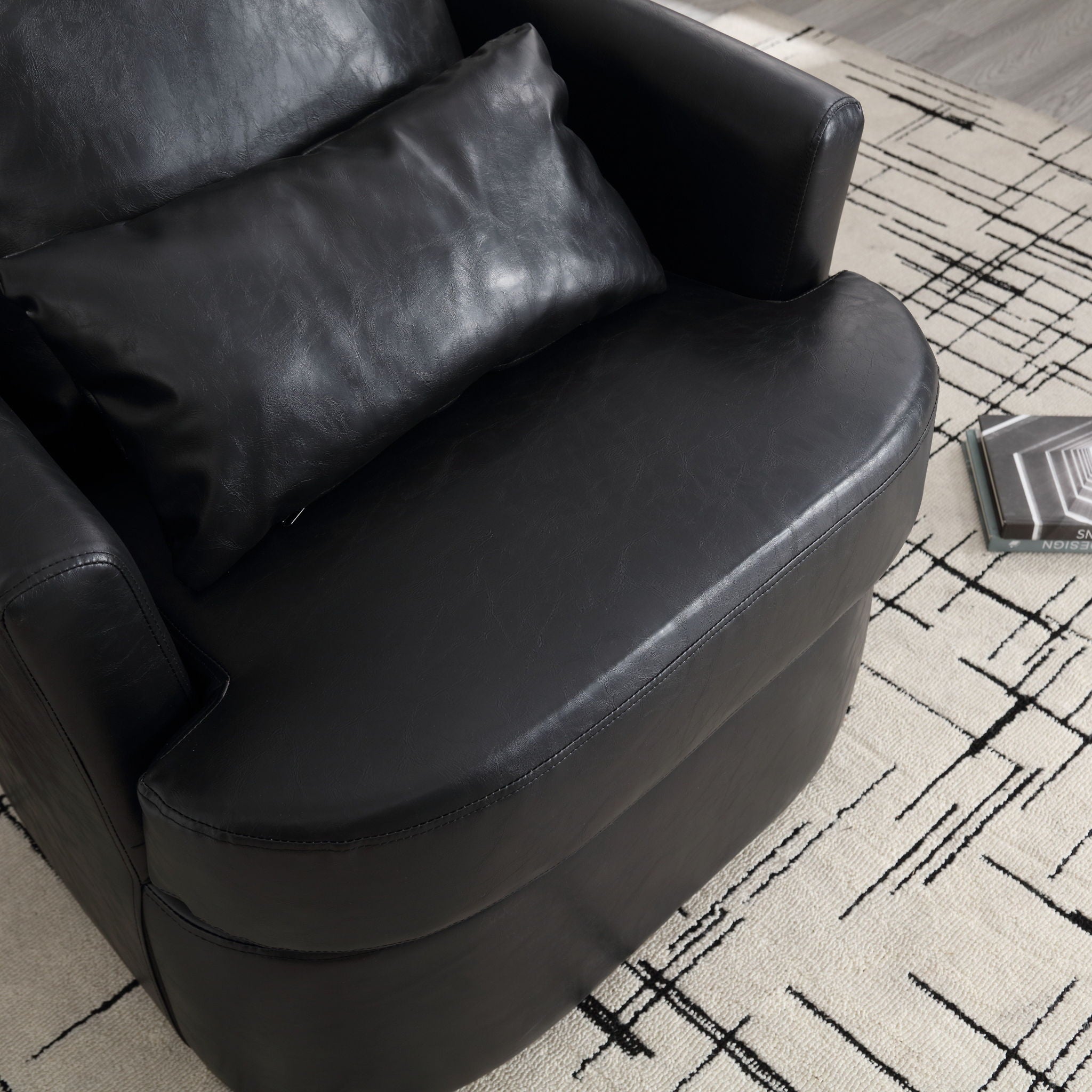 Modern Barrel Comfy Round Accent Sofa Chair, 360 Degree Swivel