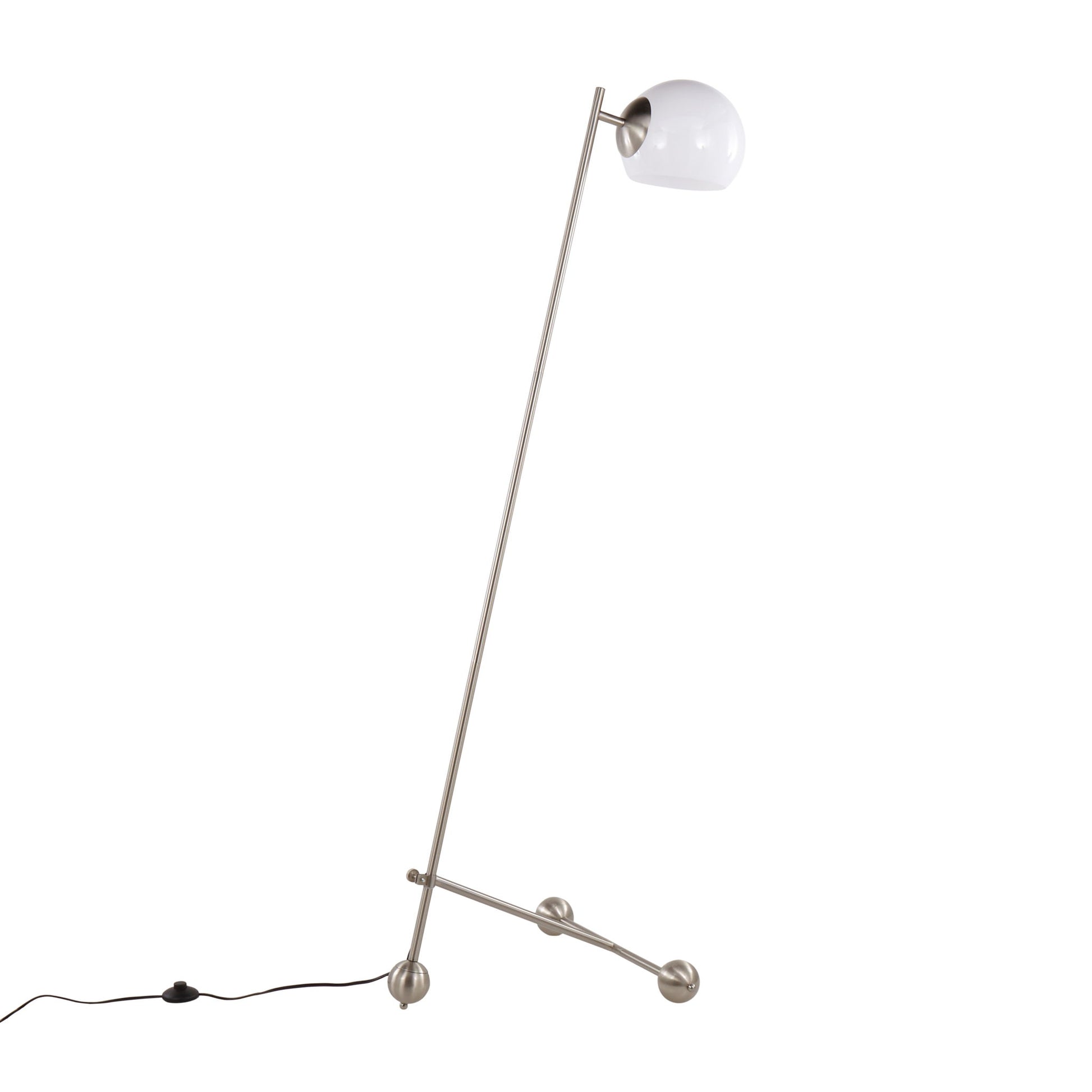 Eileen - Contemporary Floor Lamp - Nickel / White - Best Buy Furniture
