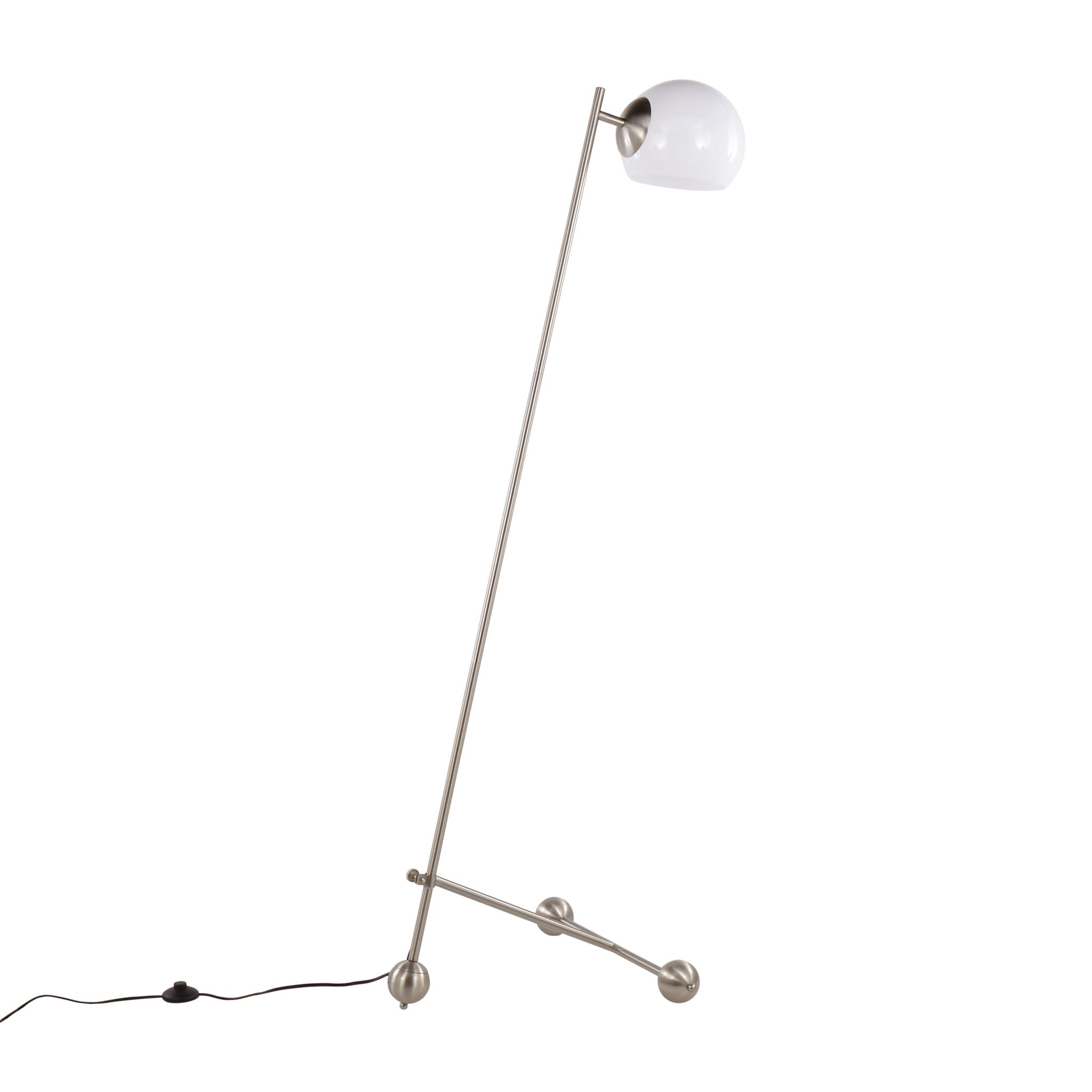 Eileen - Contemporary Floor Lamp - Nickel / White - Best Buy Furniture