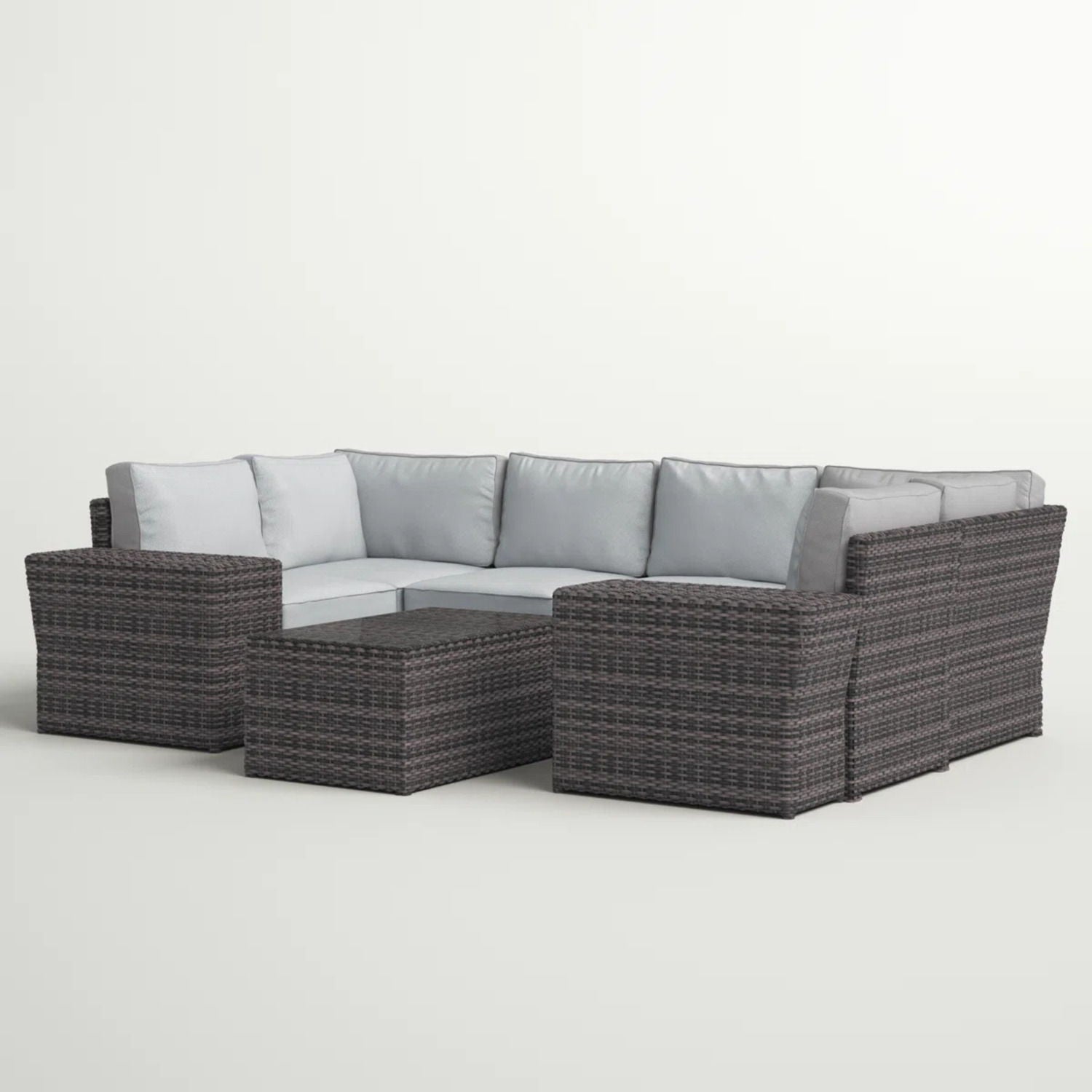 4 Person Outdoor Wicker Sofa Set With Cushions Versatile Seating - Brown