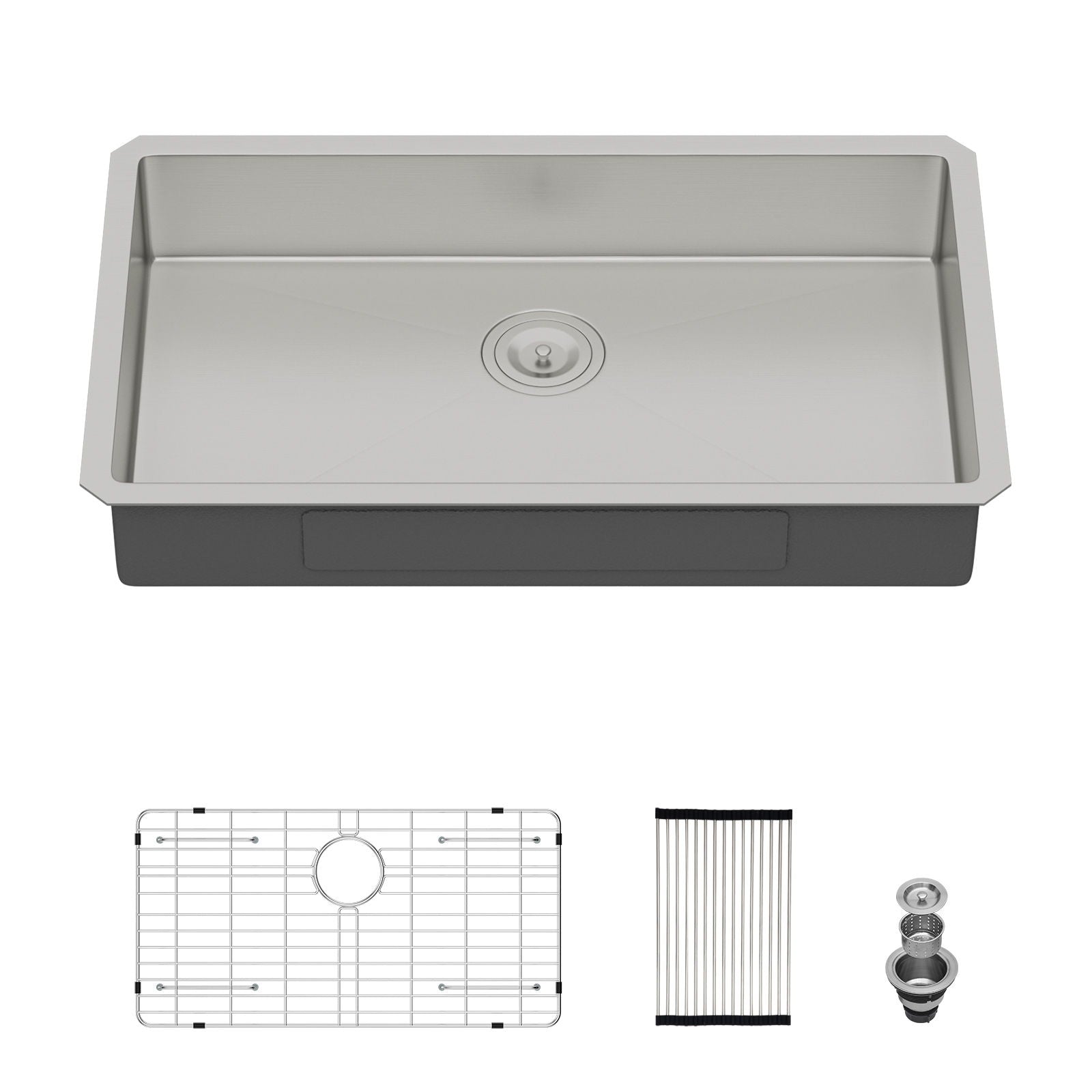 Ada-Compliant 27" Undermount Sink, Low Depth Single Bowl - Brushed Nickel