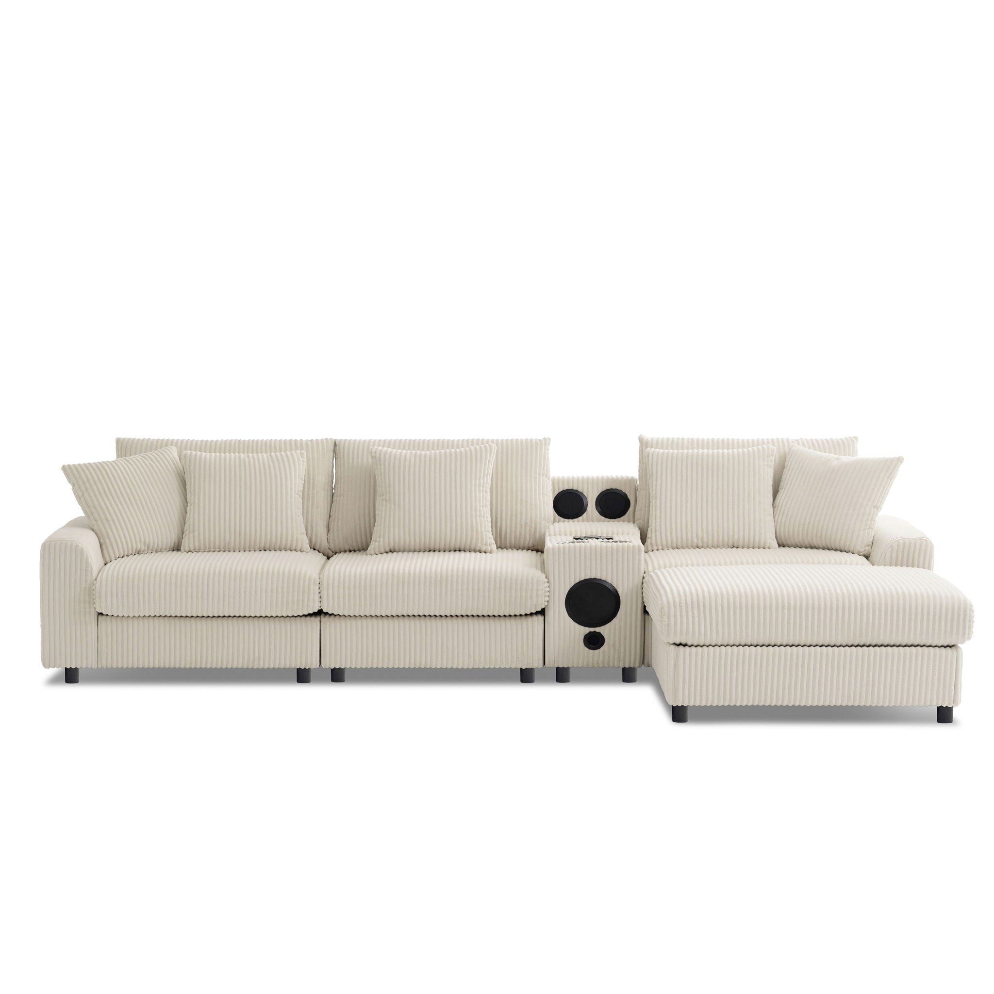 Sectional With Bluetooth Speakers L Shaped Couch With Console USB Charger, Cup Holders Storage Ottoman Deep And Wide Seat Cloud Sofa - Best Buy Furniture