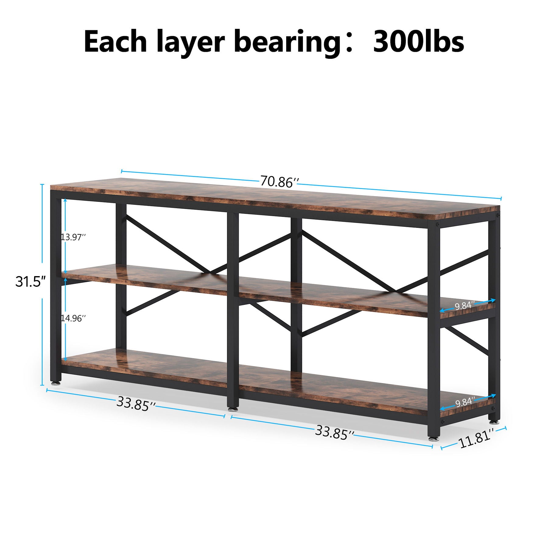 Console Table With X Back Design, Extra Long Storage