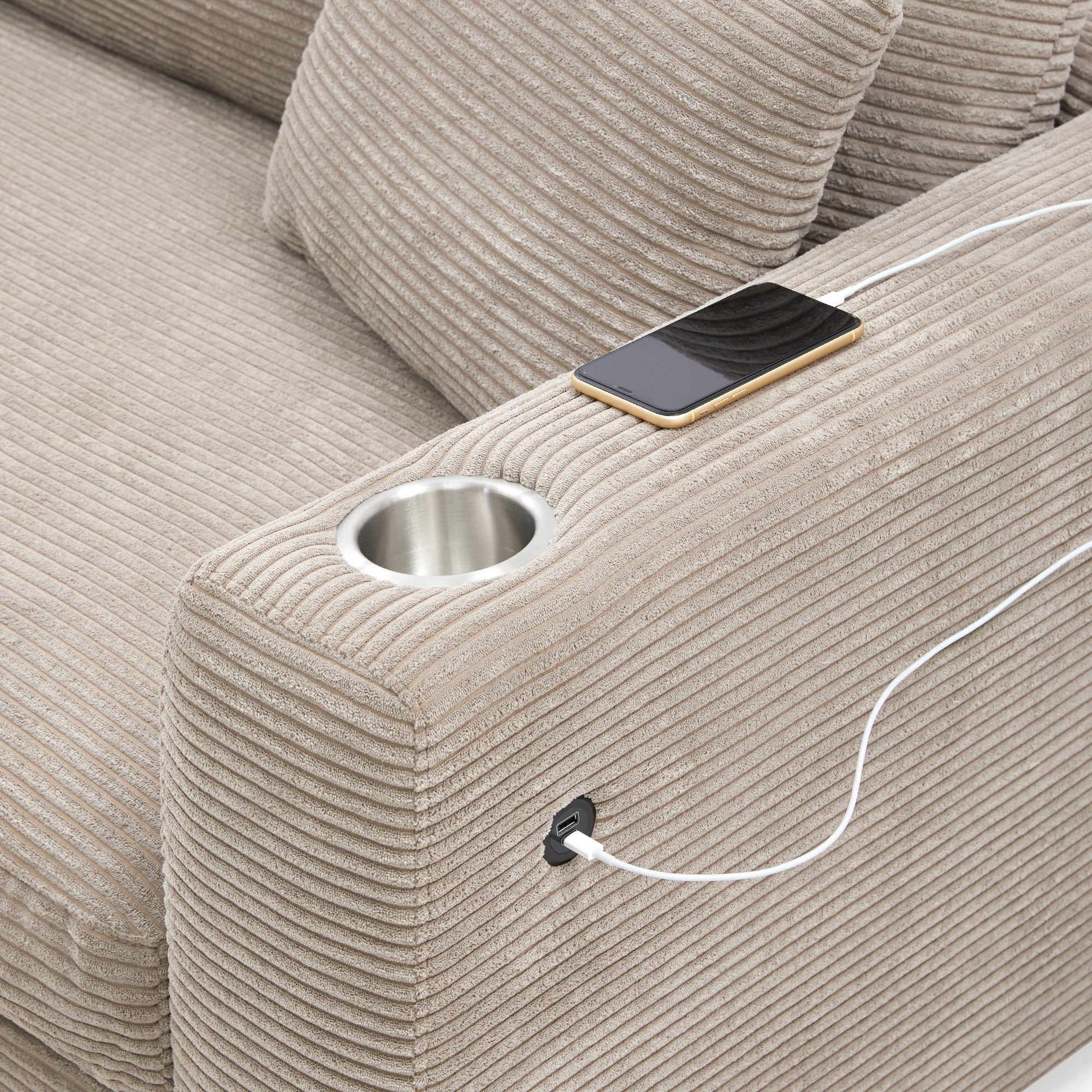 Oversized Sectional L Shaped Cloud Couch With USB Charging Port Cup Holder Deep And Wide Seat Sofa With Chaise Comfy