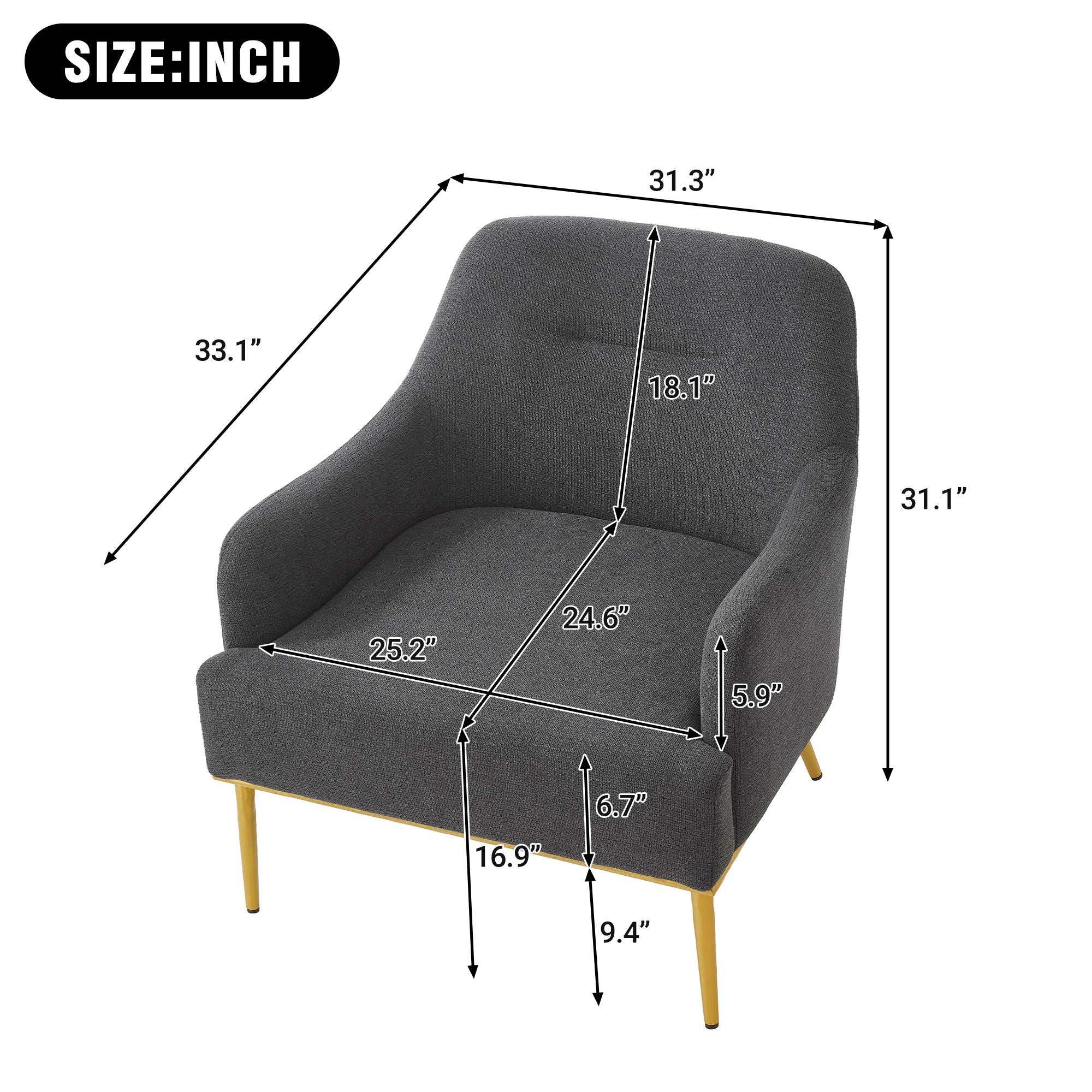 Modern Elegance Accent Chair With Curved Backrest