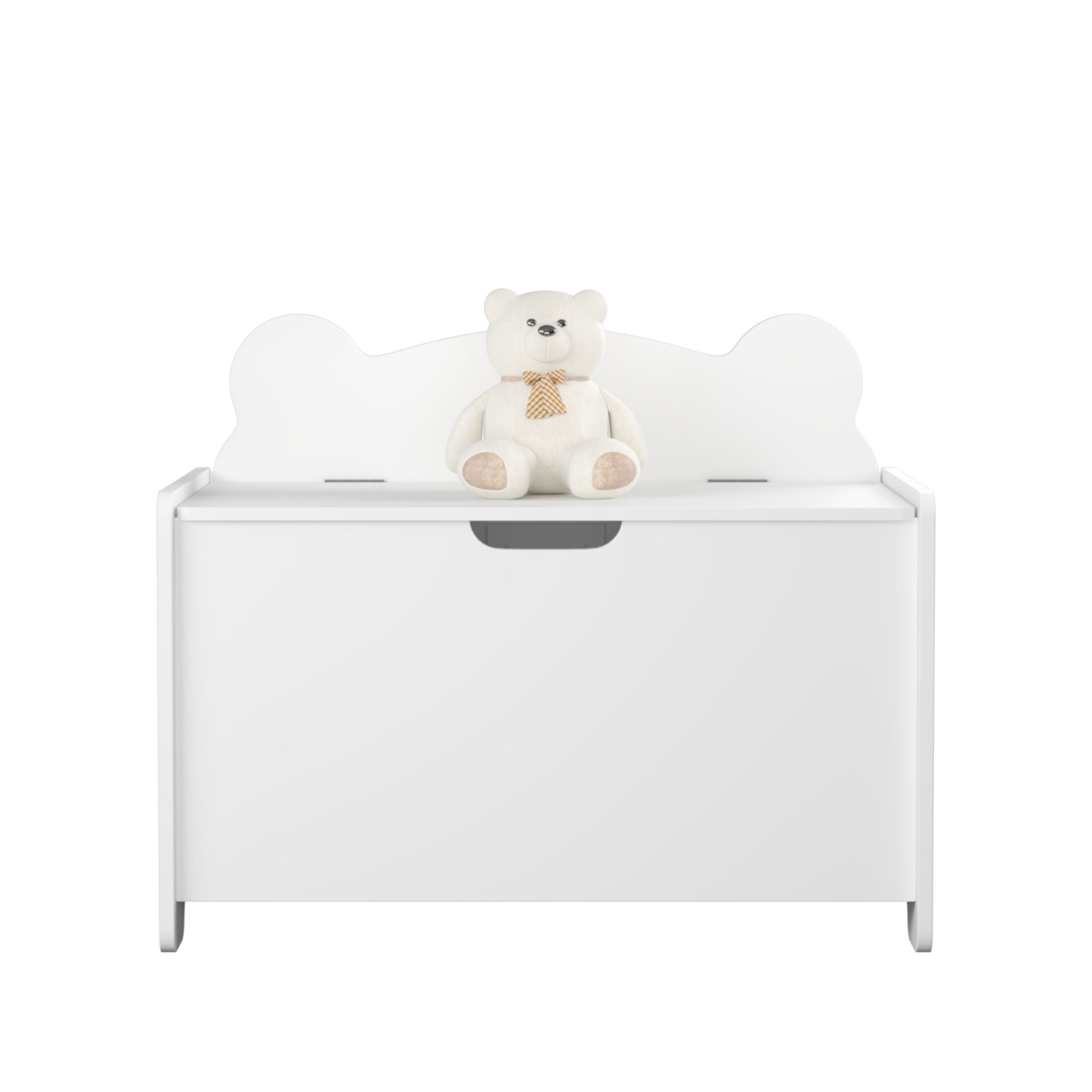Toy Box With Bear Headboard, Organizer Storage Chest - White