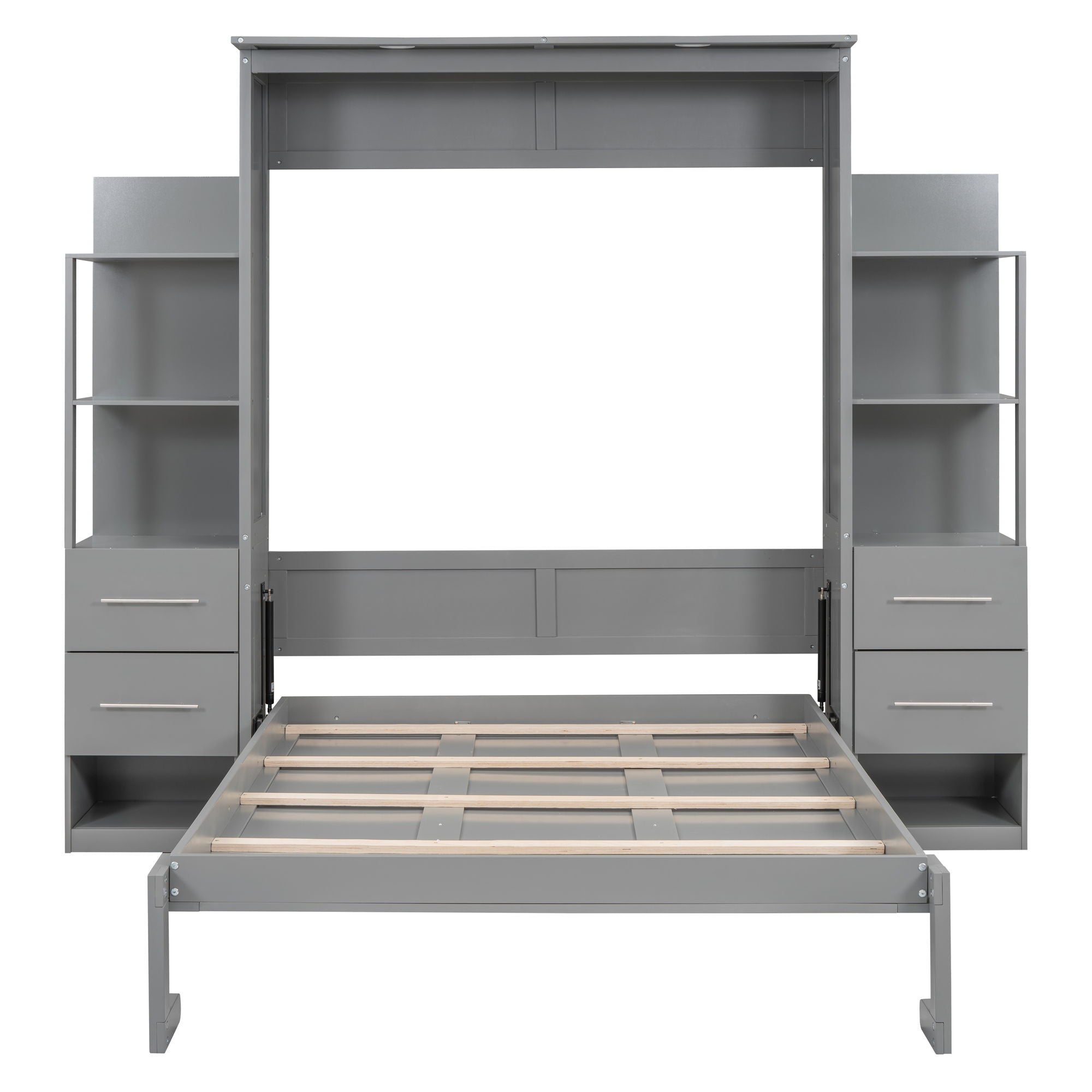 Murphy Wall Bed With Shelves, Drawers And LED Lights