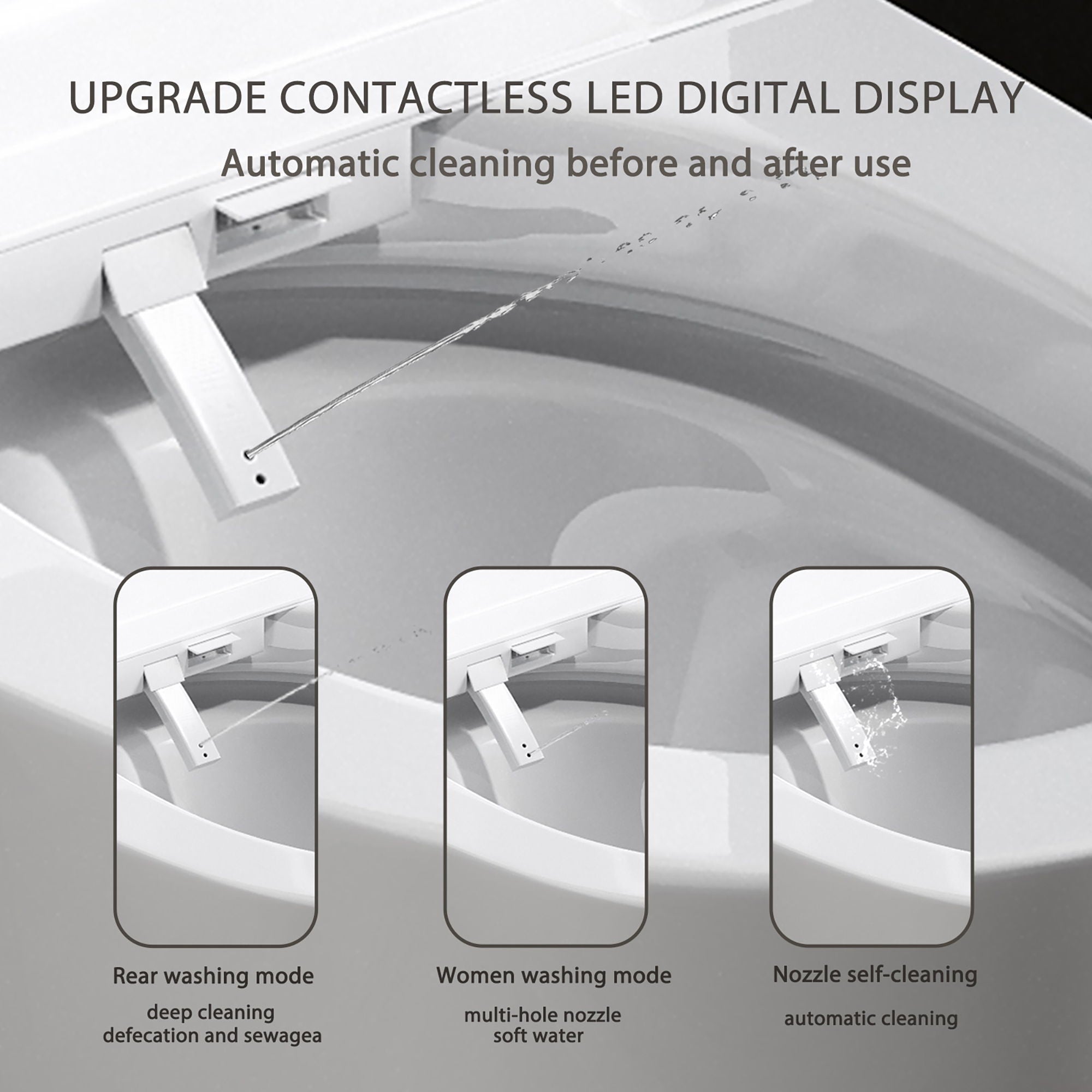Smart 1 Piece Bidet Toilet With Warm Air Dryer Heated Seat LED Night Light Auto Open / Close - White