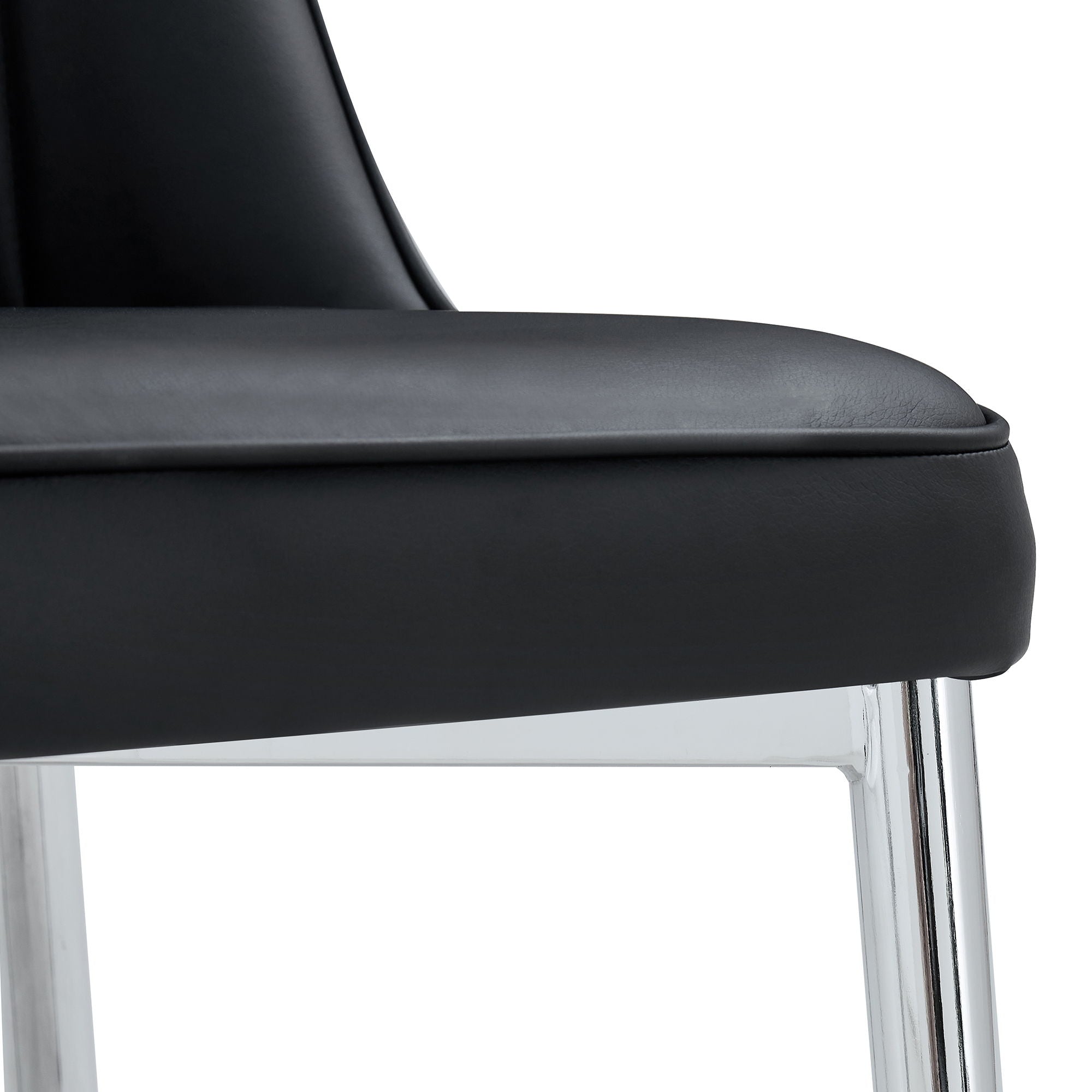 Modern Dining Chairs (Set of 4) With Backrest And Silver Metal Legs For Home And Office - Black