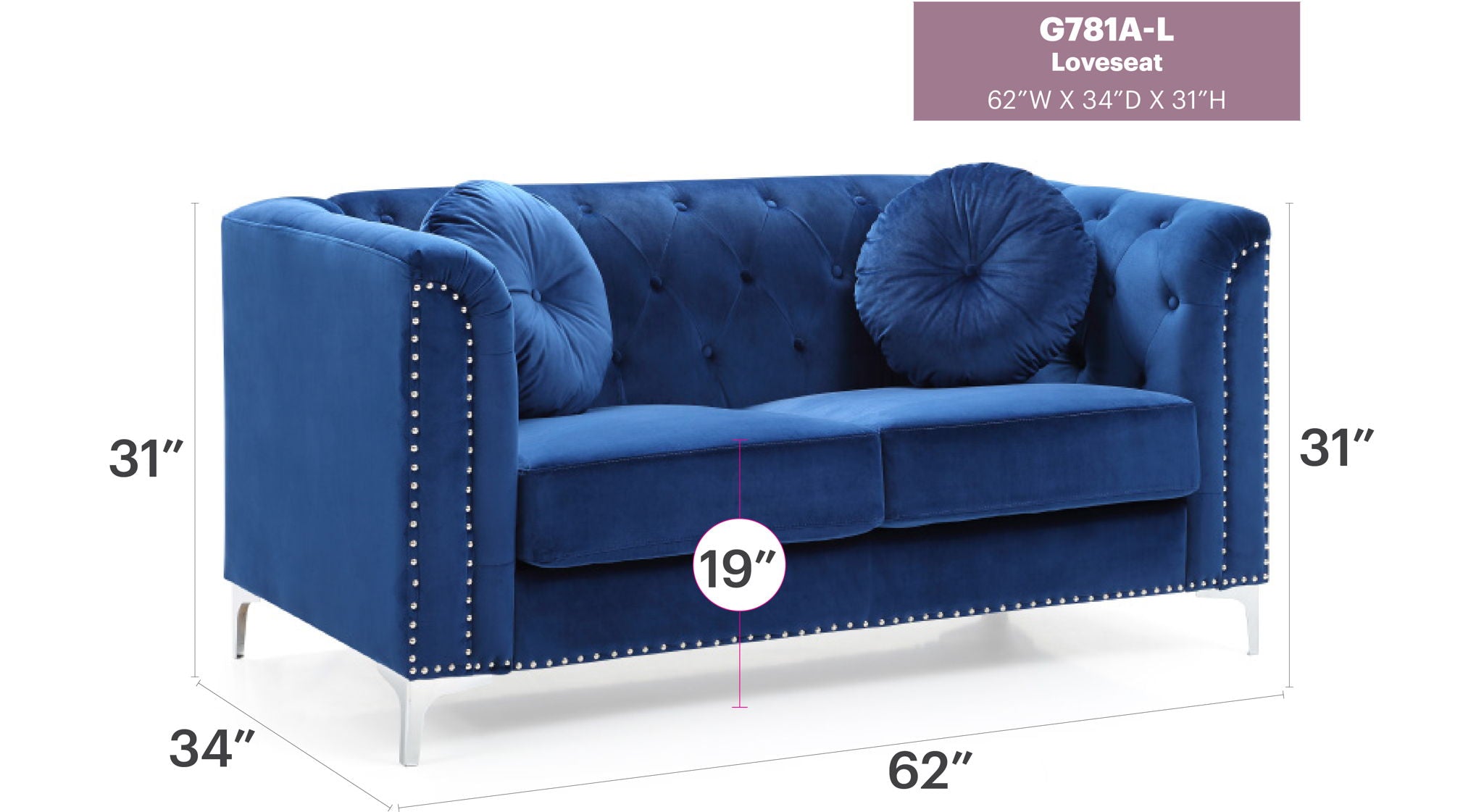 Stylish Sloped Arm Loveseat