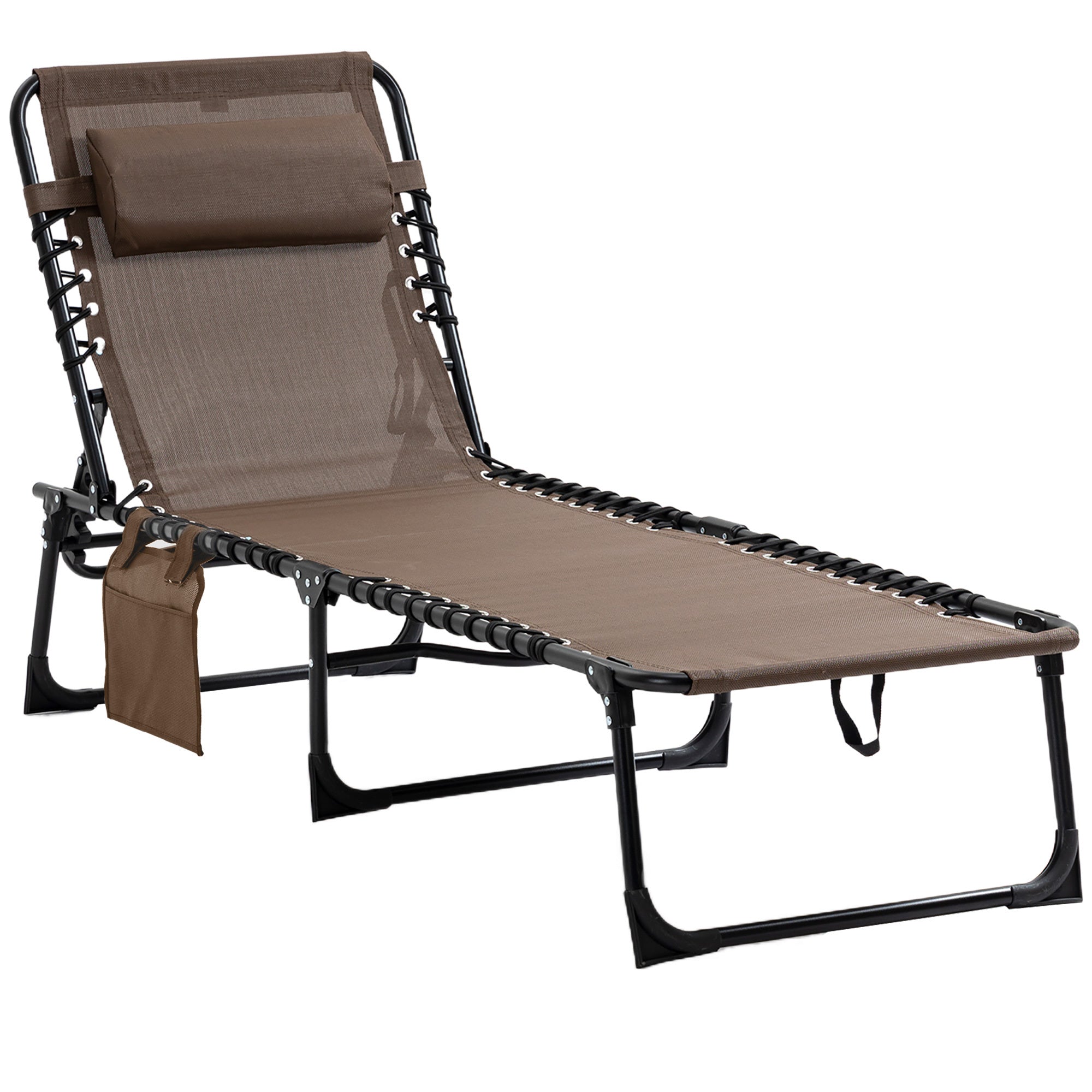 Outsunny Reclining Chaise Lounge Chair, Portable Folding Sun Lounger, Brown
