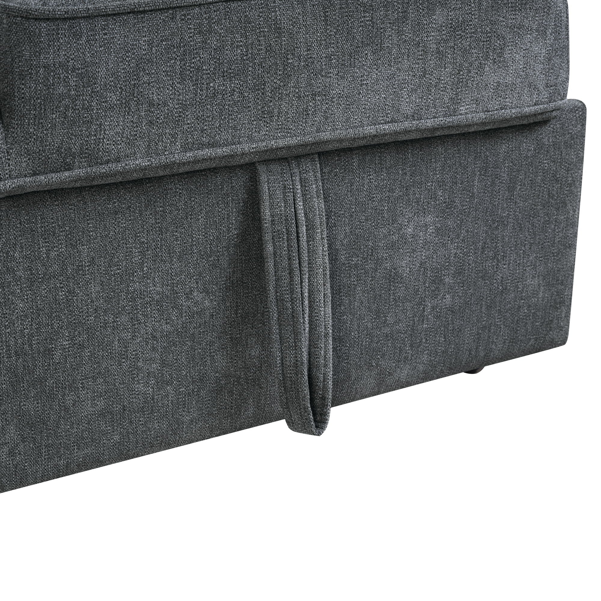 Convertible Sectional L-Shaped Sofa With Dual Pull-Out Sleepers, Flip-Top Table, USB Ports, Cup Holder & Storage - Best Buy Furniture