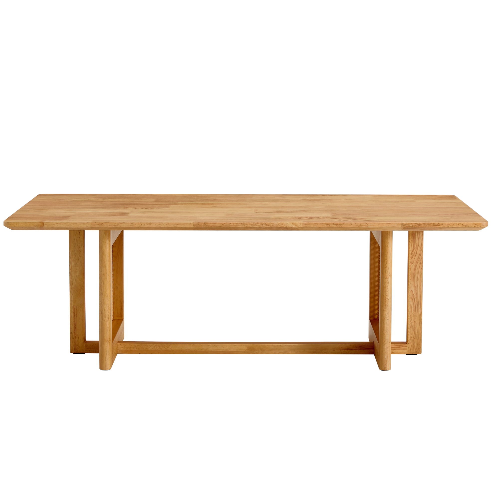 Chinese Style White Solid Wood And Imitation Rattan Coffee Table
