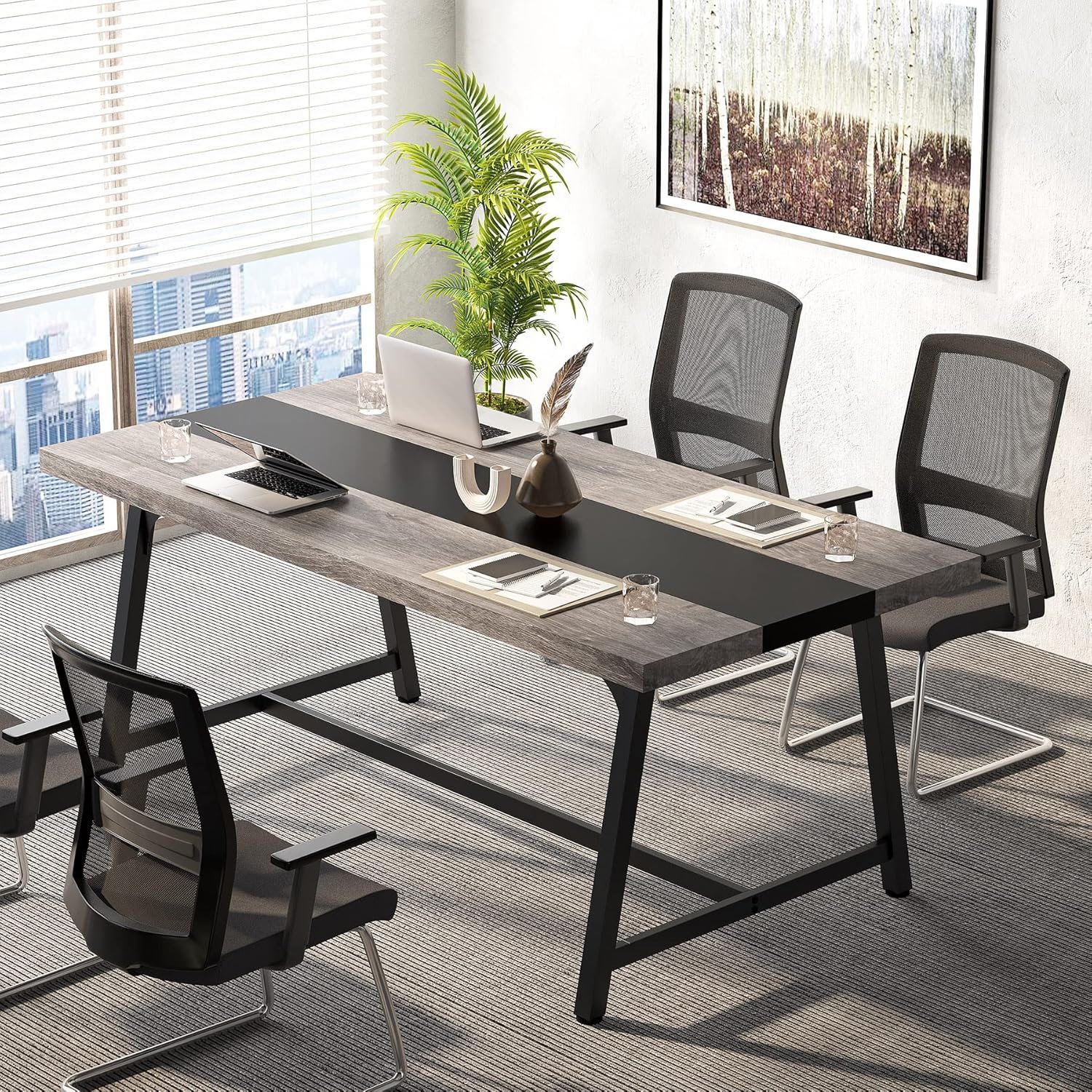 Modern Rectangular Conference Table For 6 - 8 People, Office Executive Desk