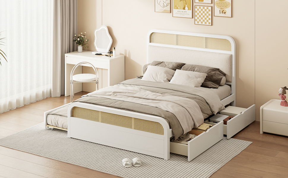 Platform Bed With Trundle And 2 Drawers