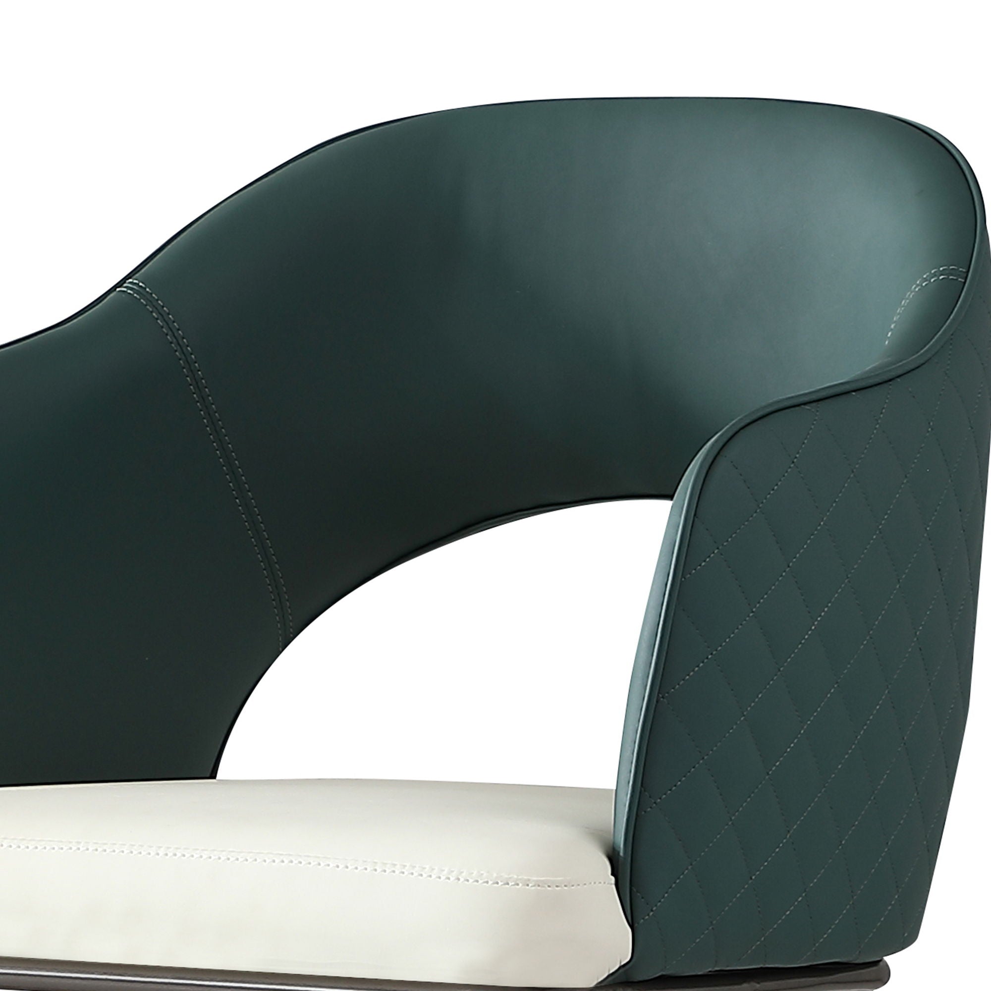 Dining Chairs, Modern Faux Leather Dining Metal Legs (Set of 2) - Green