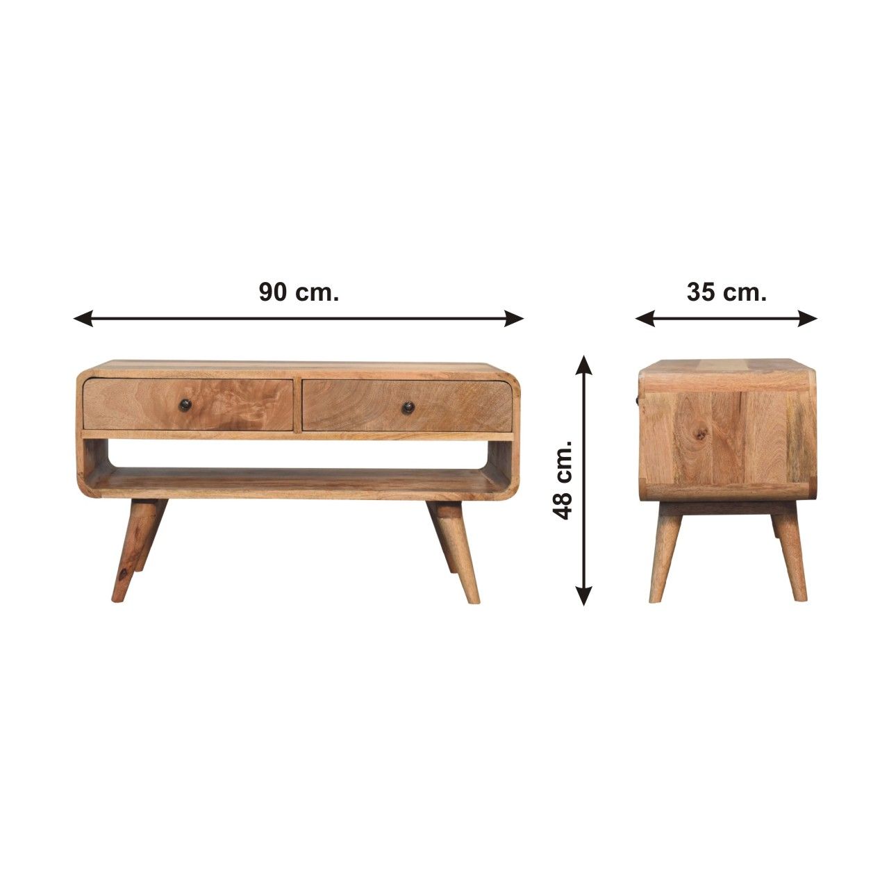 Reverse Curve Media Unit - Oak - Best Buy Furniture