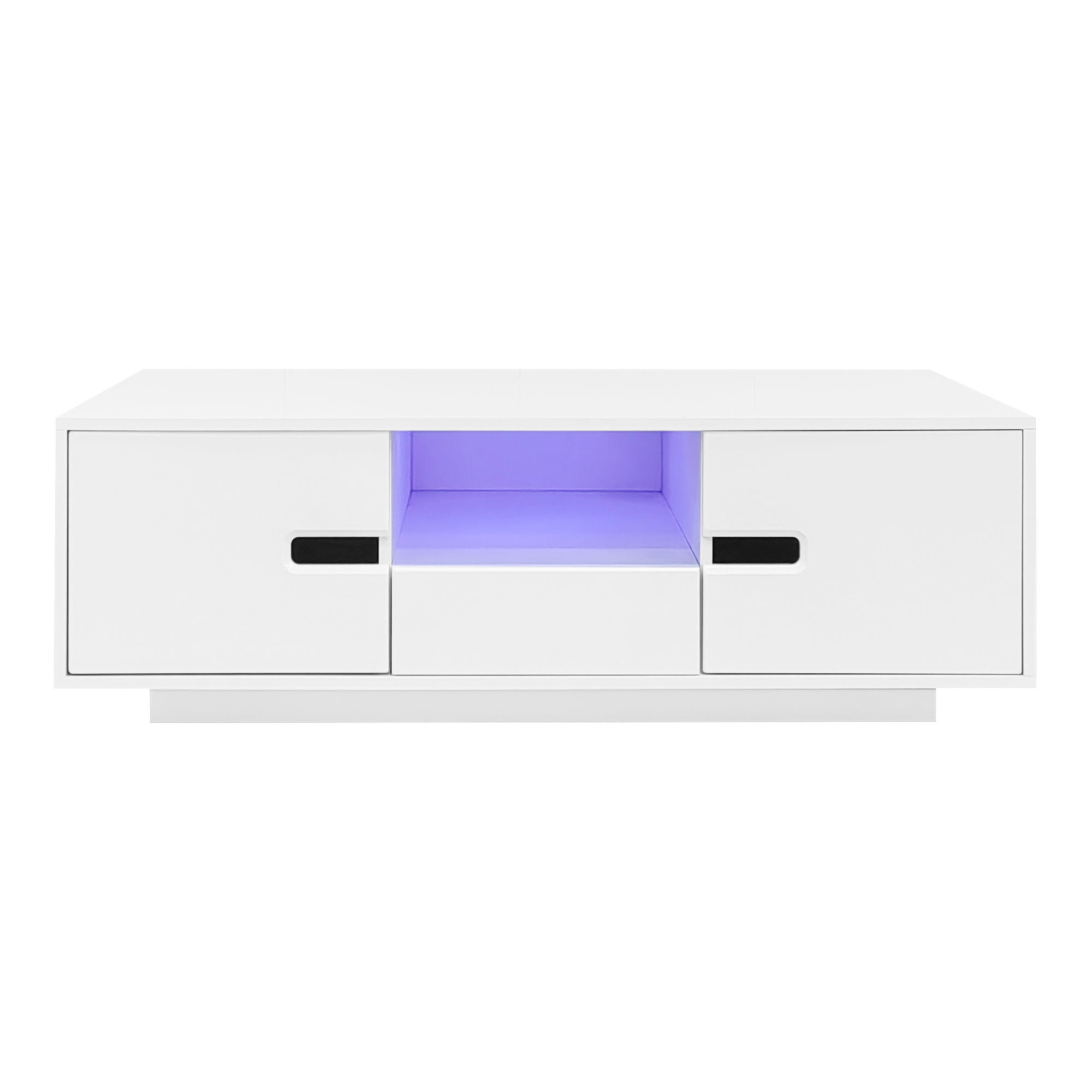 Modern High Glossy Rectangle Coffee Table With 16 Color LED Lights For Living Room