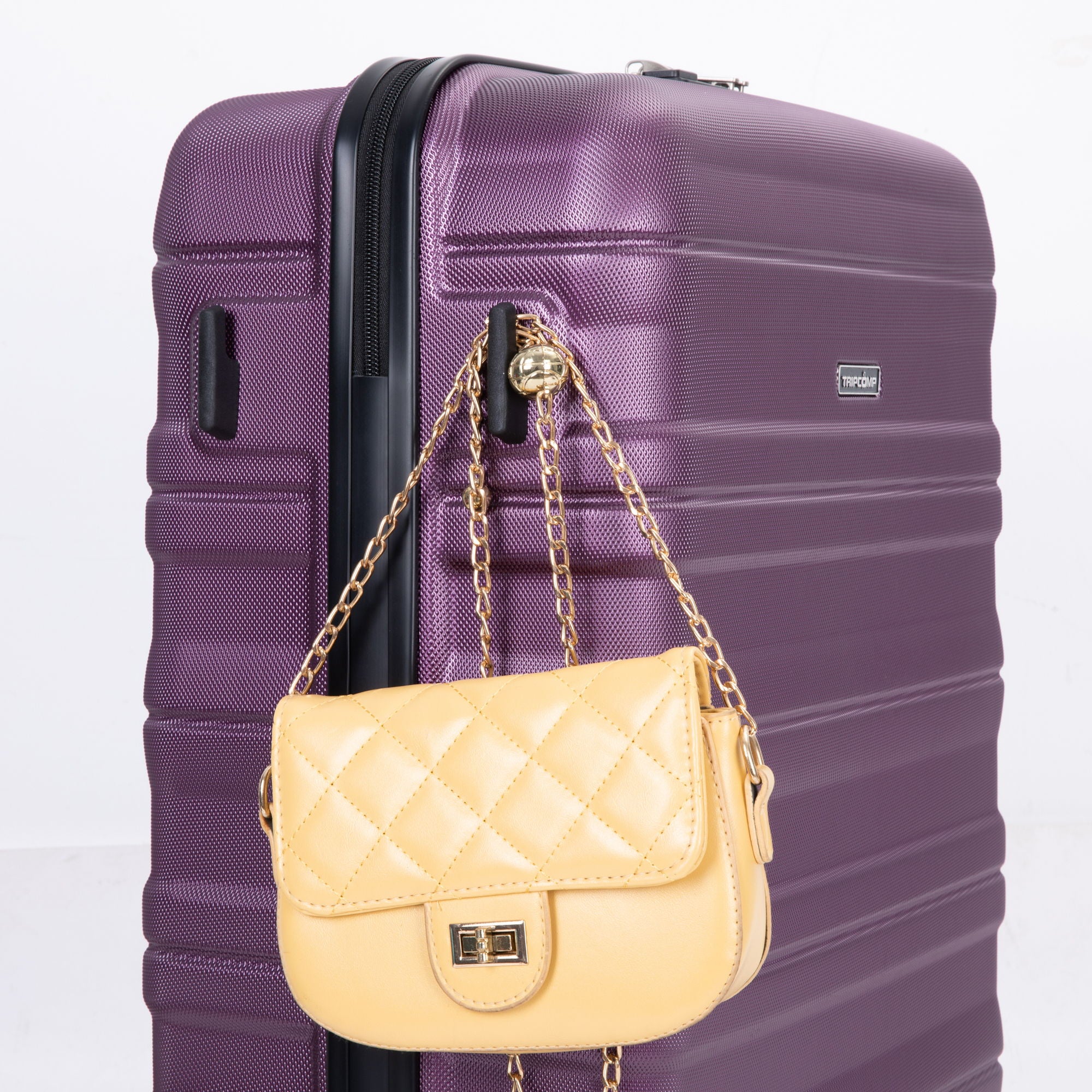 Expandable 3 Piece Luggage Sets Pc Lightweight & Durable Suitcase With Two Hooks, Spinner Wheels, Tsa Lock, (21/25/29) - Dark Purple