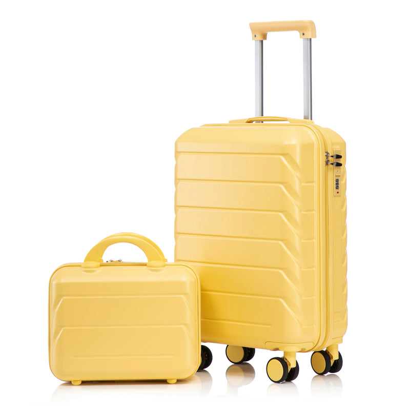 14'/20' 2 pcs/set in ABS Spinner Wheel Luggage, with Combination Lock,14' Cosmetic Case (Yellow) - Best Buy Furniture
