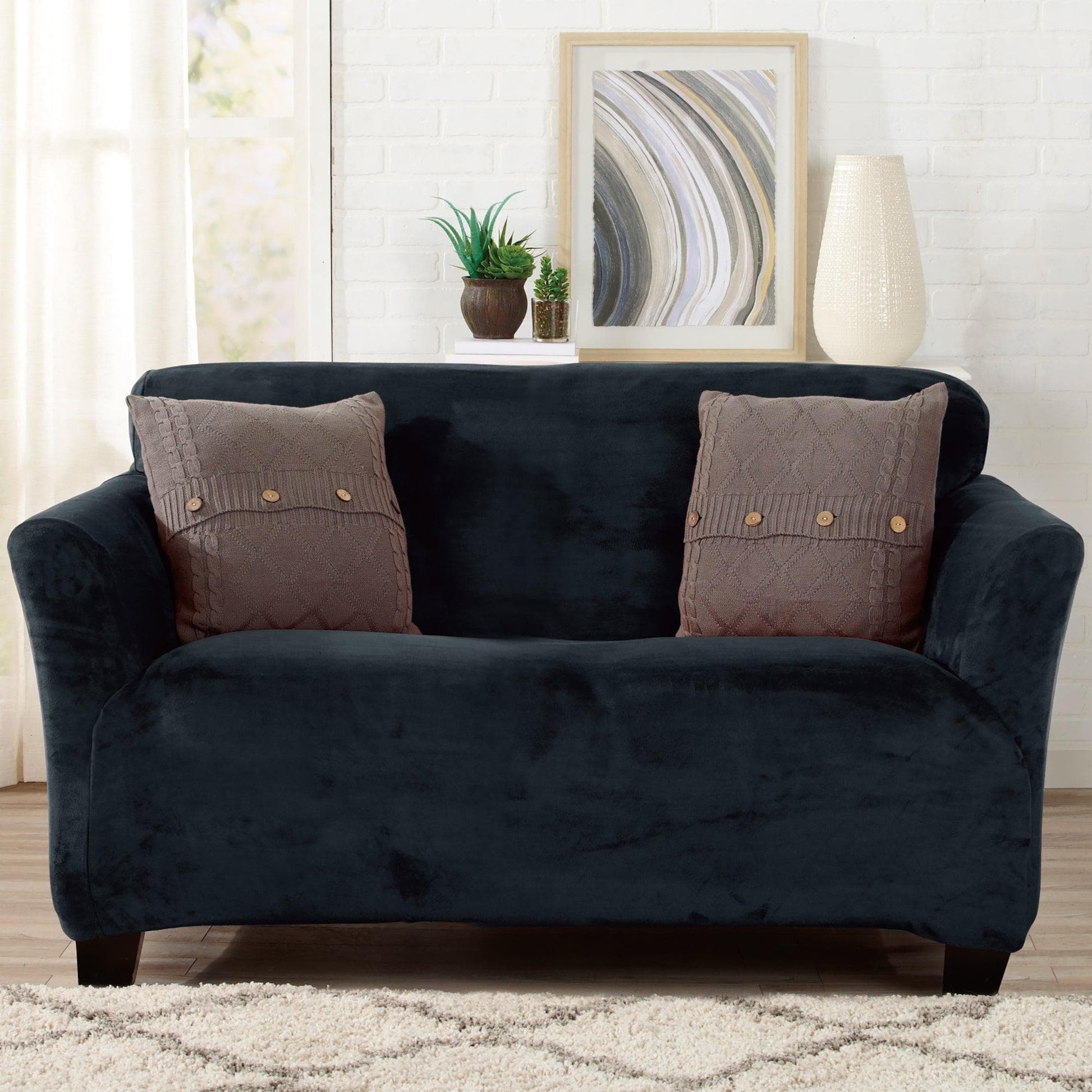 Velvet Stretch Slipcover - Gale Collection - Best Buy Furniture