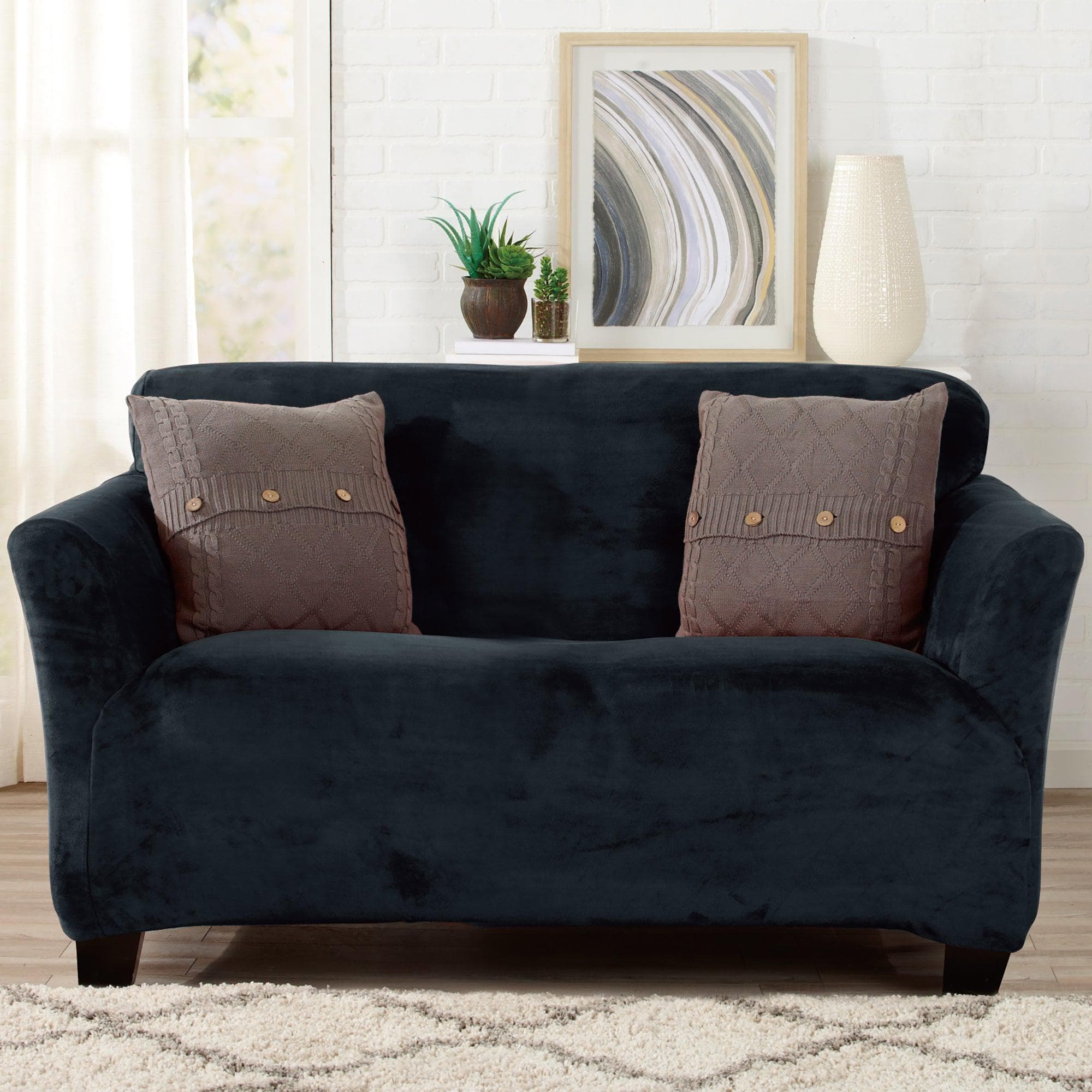 Velvet Stretch Slipcover - Gale Collection - Best Buy Furniture
