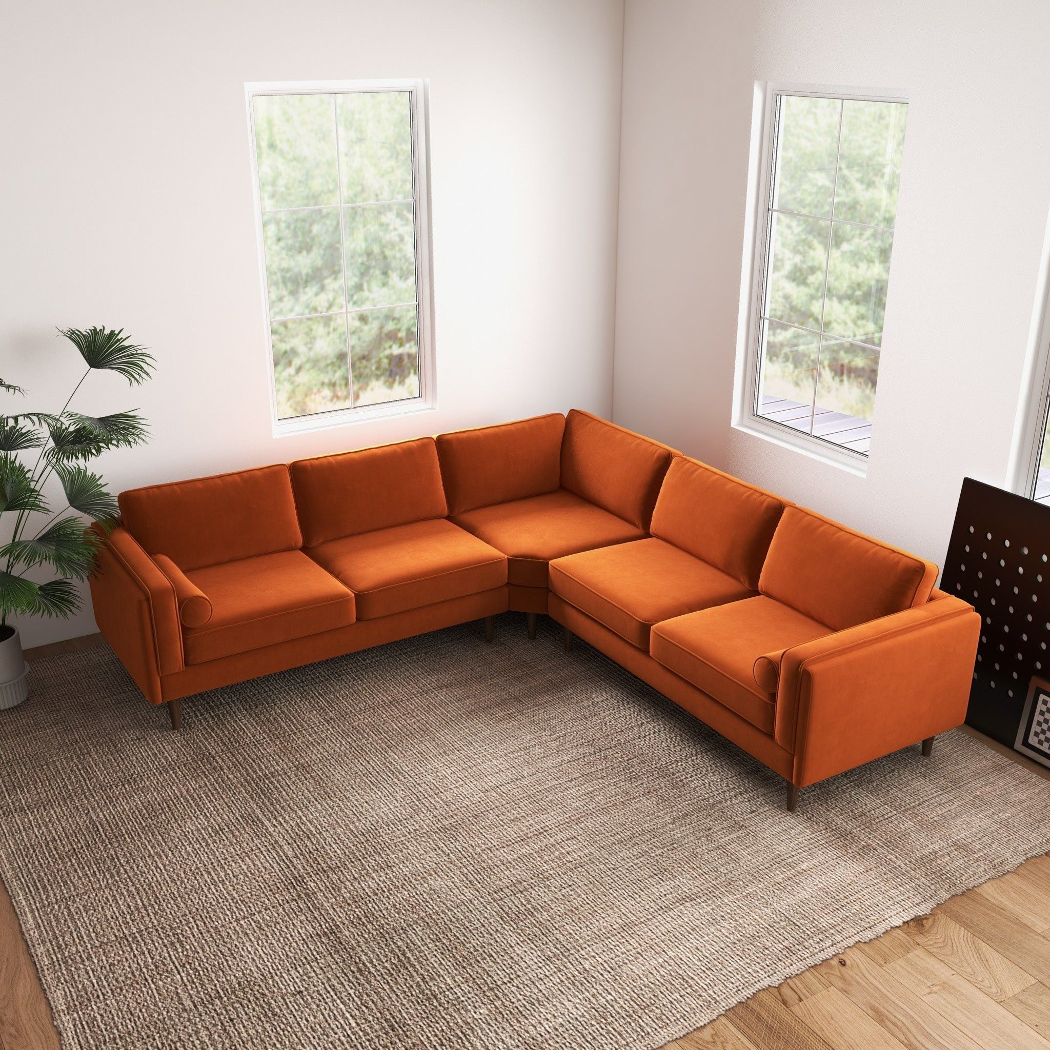 Amber - Velvet Corner Sectional Sofa - Best Buy Furniture