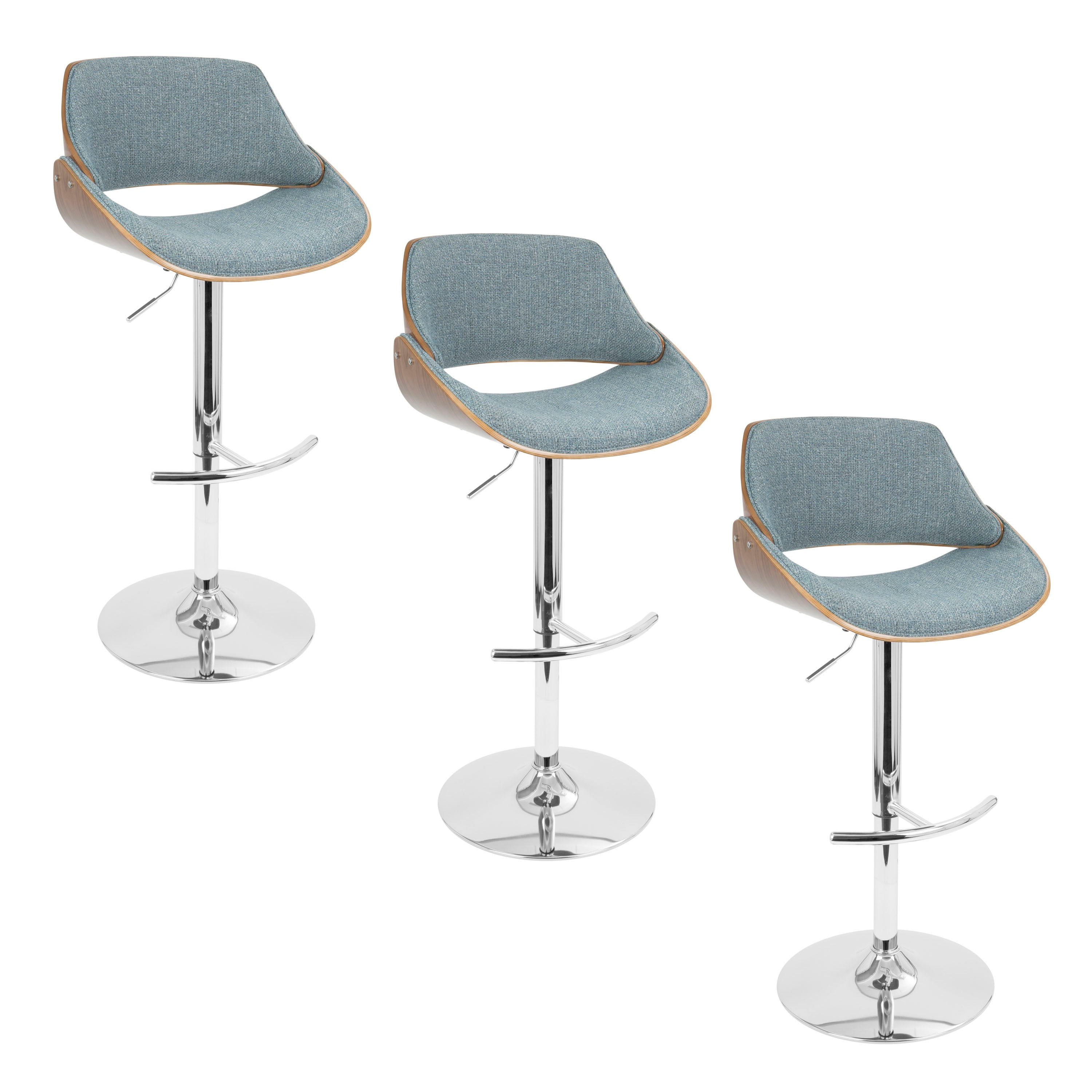 Fabrizzi - Mid Century Modern Adjustable Barstool With Swivel With Rounded T Footrest (Set of 3) - Best Buy Furniture